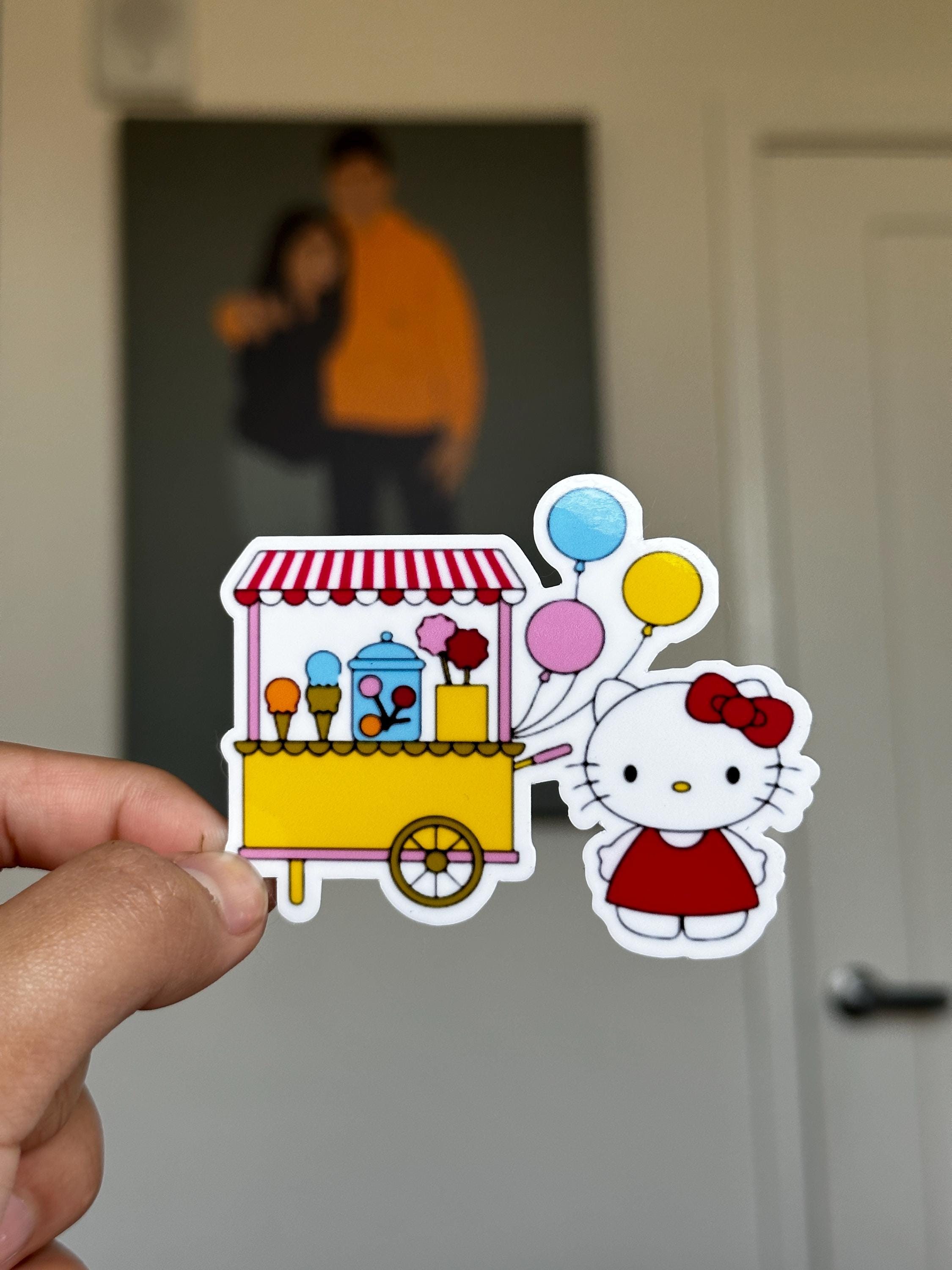 Carrito de Hello Kitty lindo | Pegatina troquelada | Impermeable