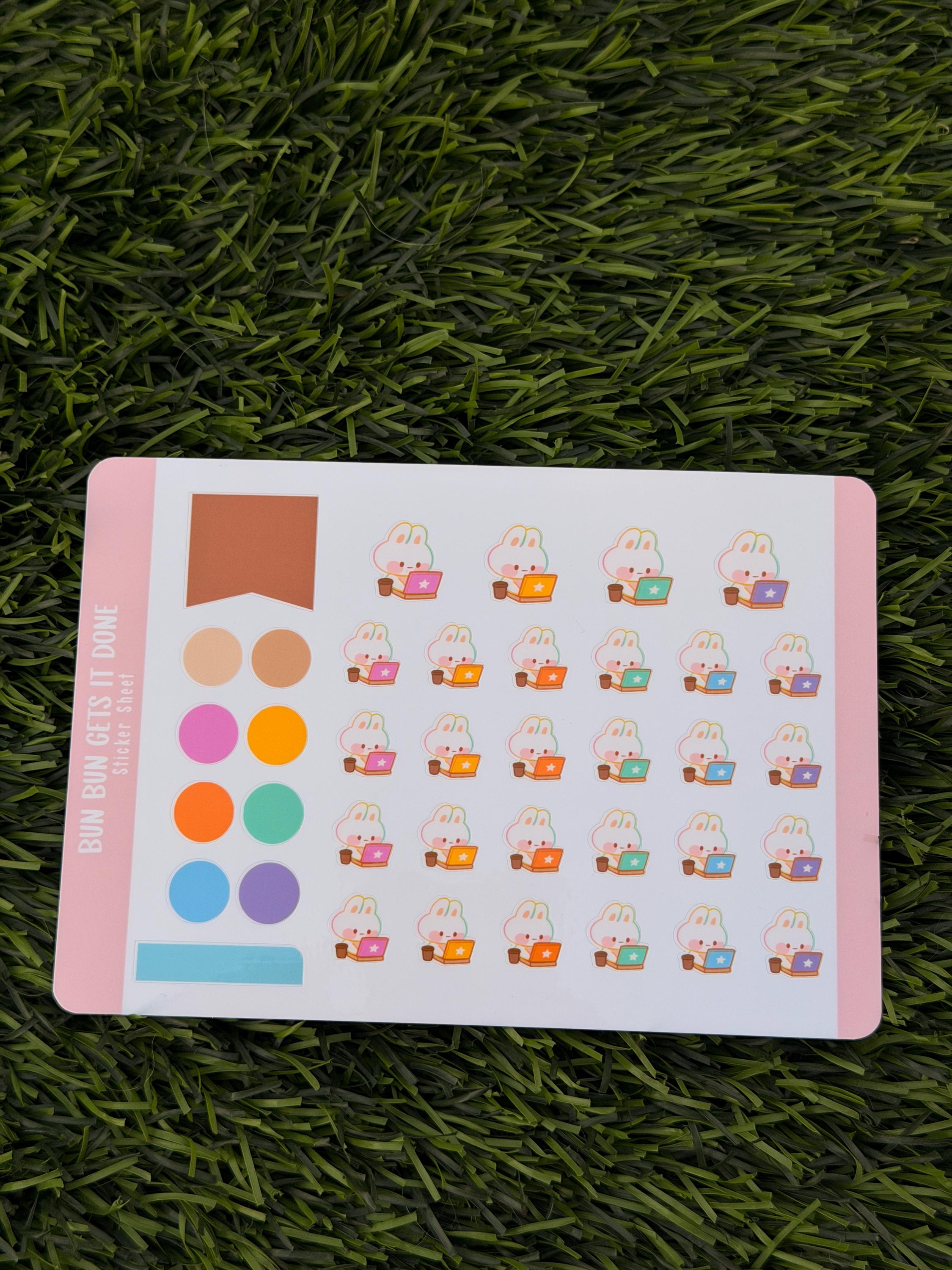 Bun Bun Gets It Done | Scrapbooking | Sticker Sheet | Kiss Cut