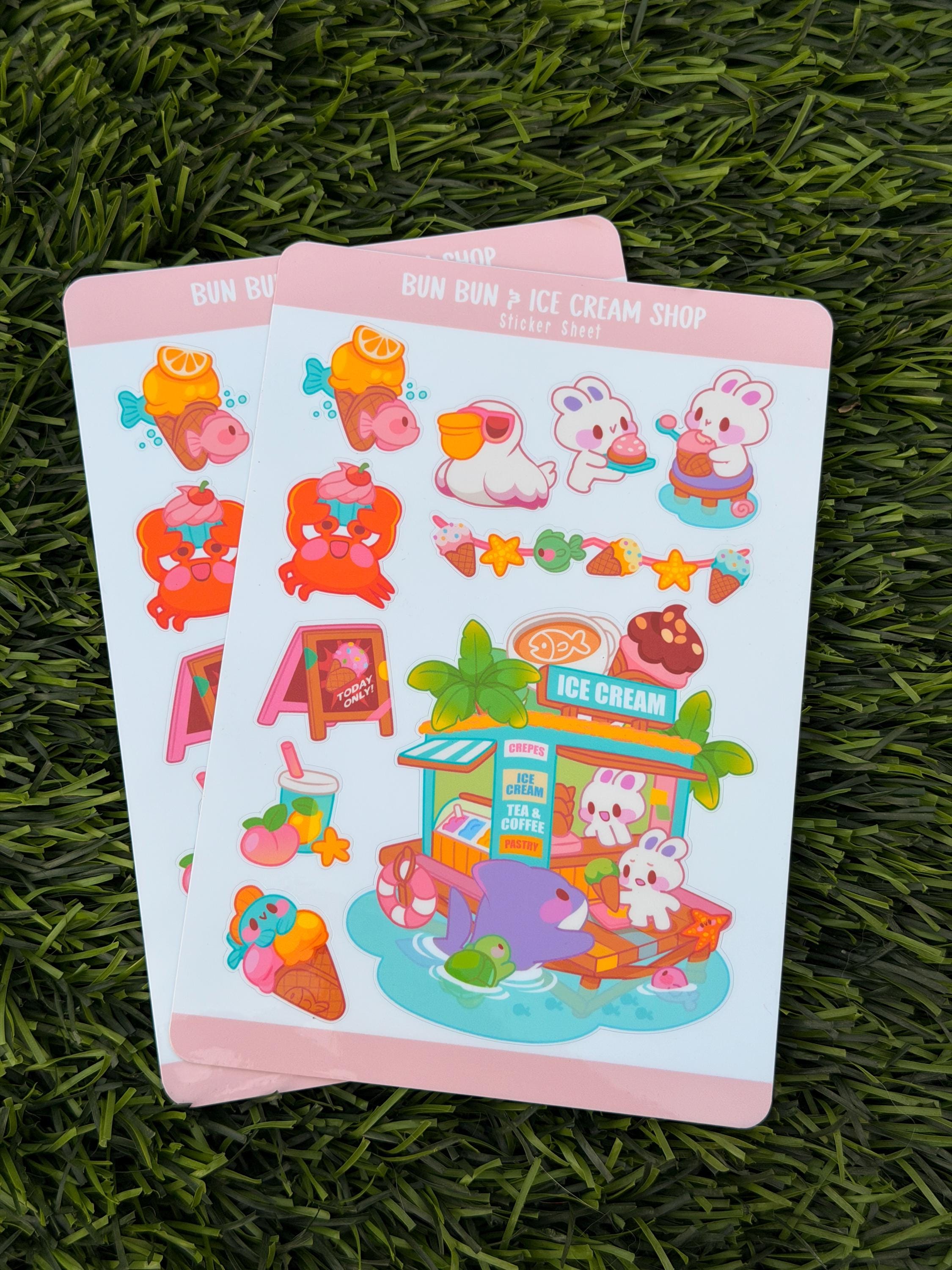 BUn Bun & Eiscreme-Laden | Scrapbooking | Stickerbogen | Kiss Cut