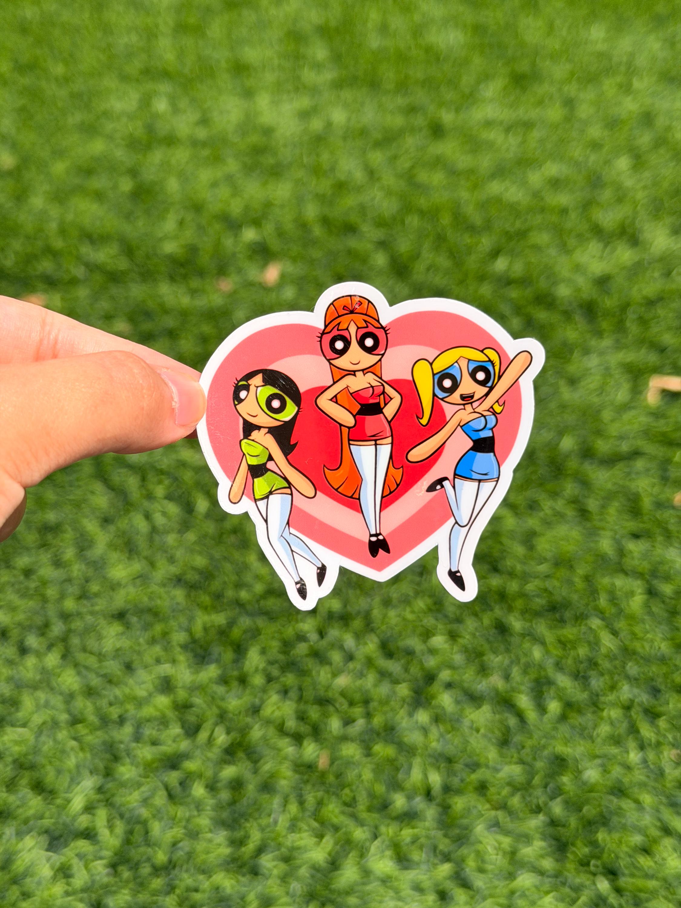 Kawaii Cartoon Superhero Girls Trio | Die Cut Sticker | Waterproof