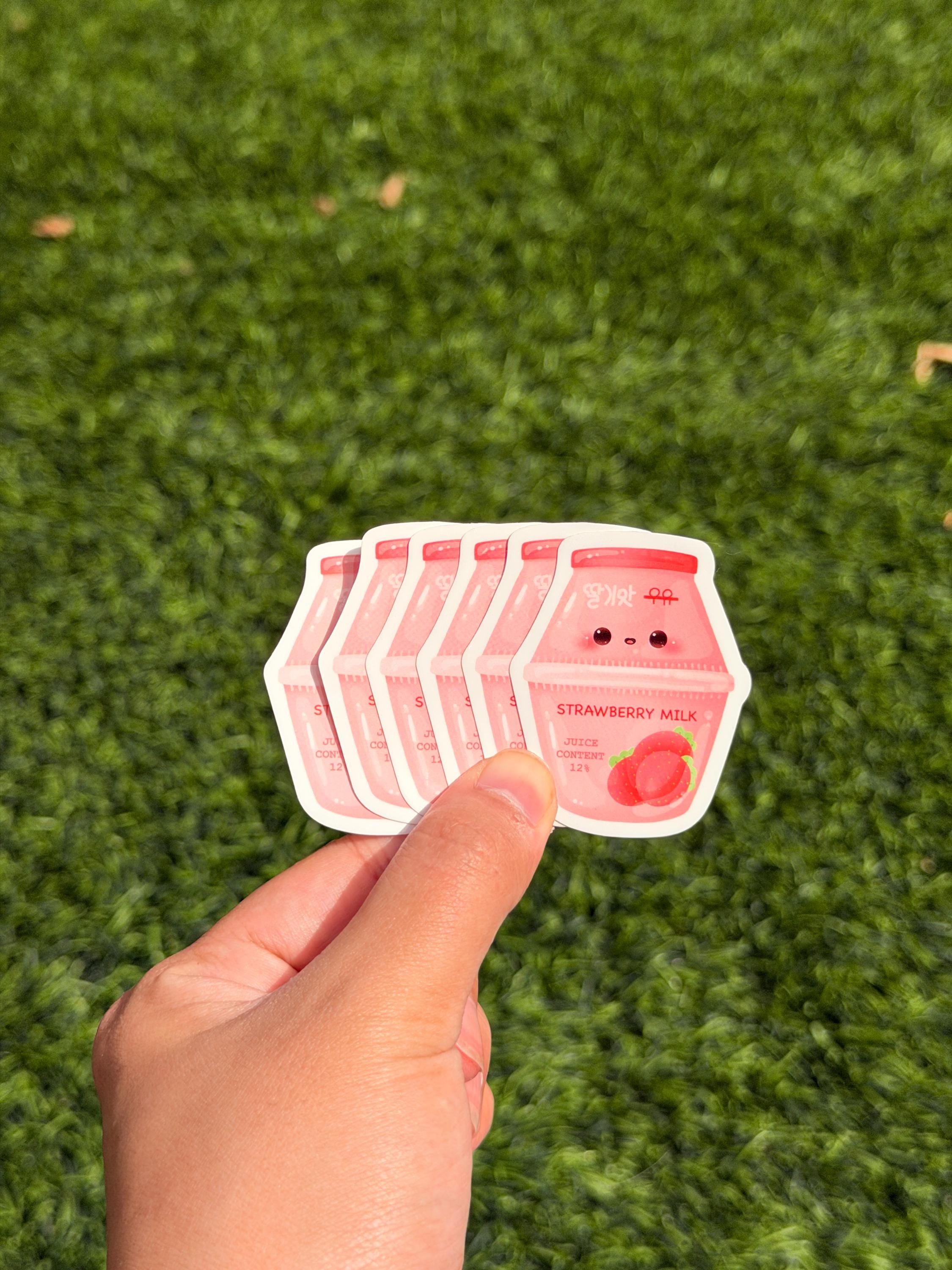 Pegatinas Kawaii de Leche de Melocotón y Leche de Fresa | Pegatinas troqueladas | Impermeables