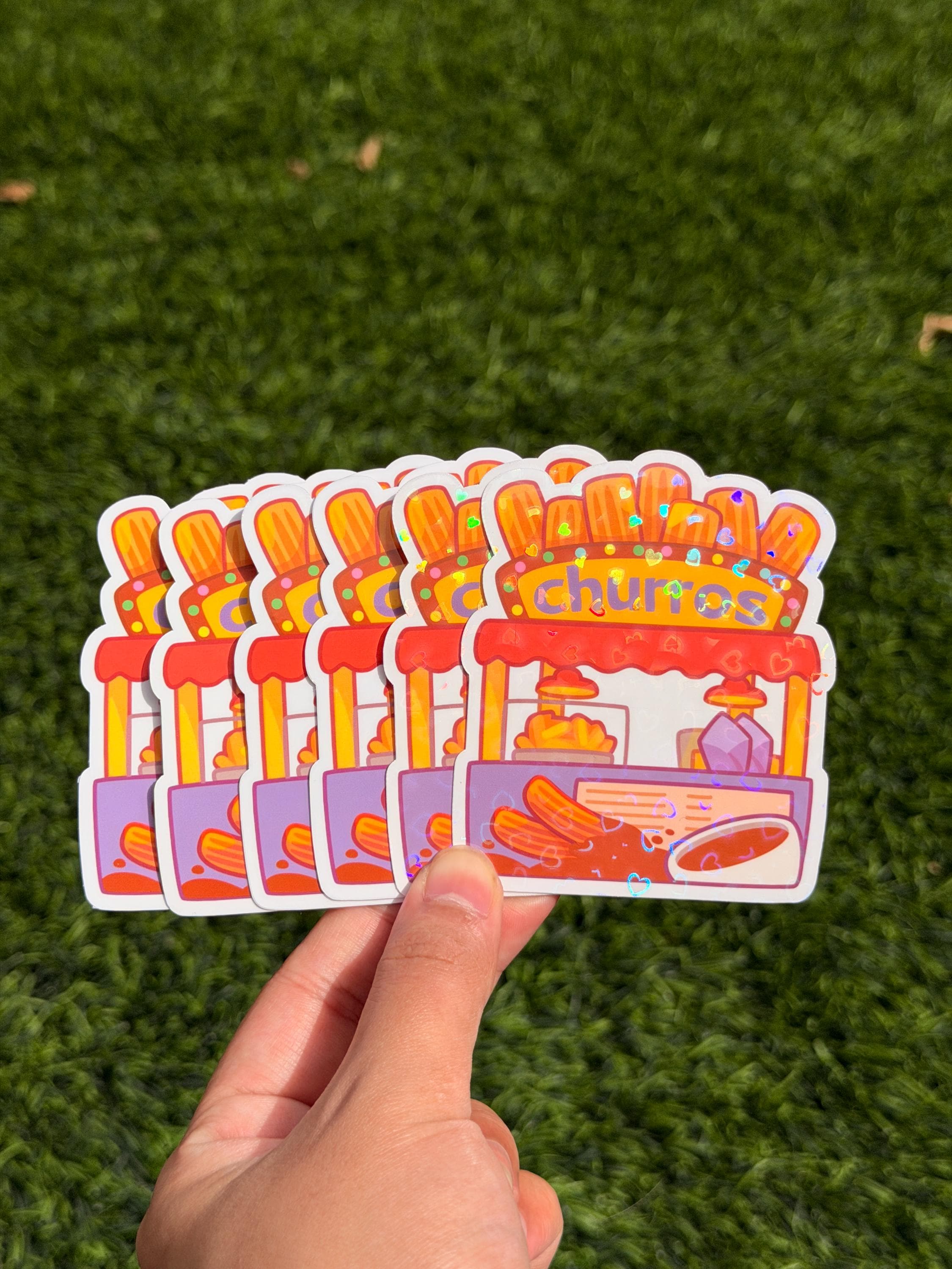 Pegatina de puesto de churros Kawaii | Pegatina troquelada | Impermeable