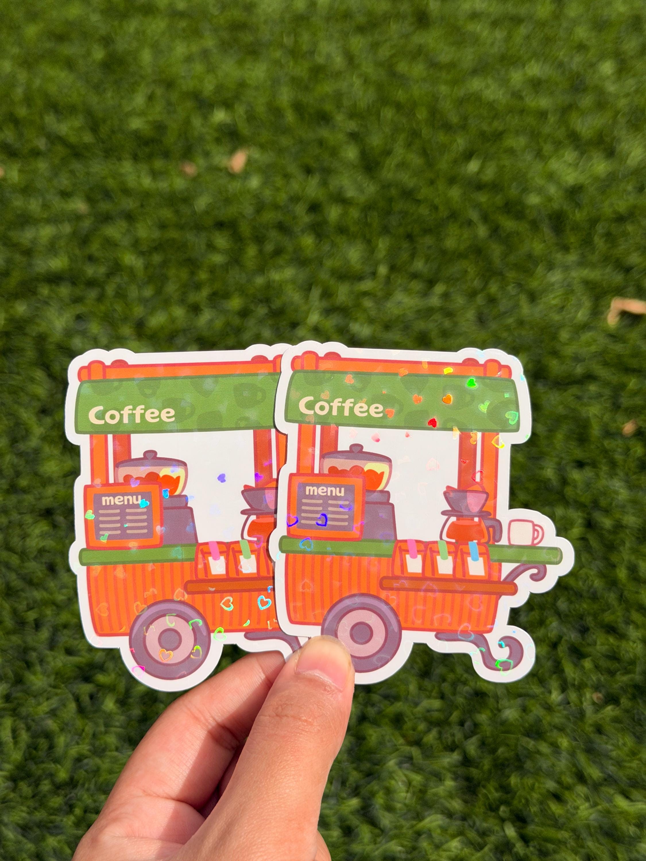 Pegatina de puesto de café Kawaii | Pegatina troquelada | Impermeable