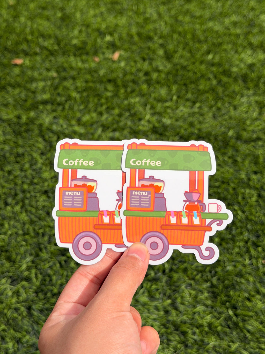 Kawaii Coffee Stall Sticker | Die Cut Sticker | Waterproof