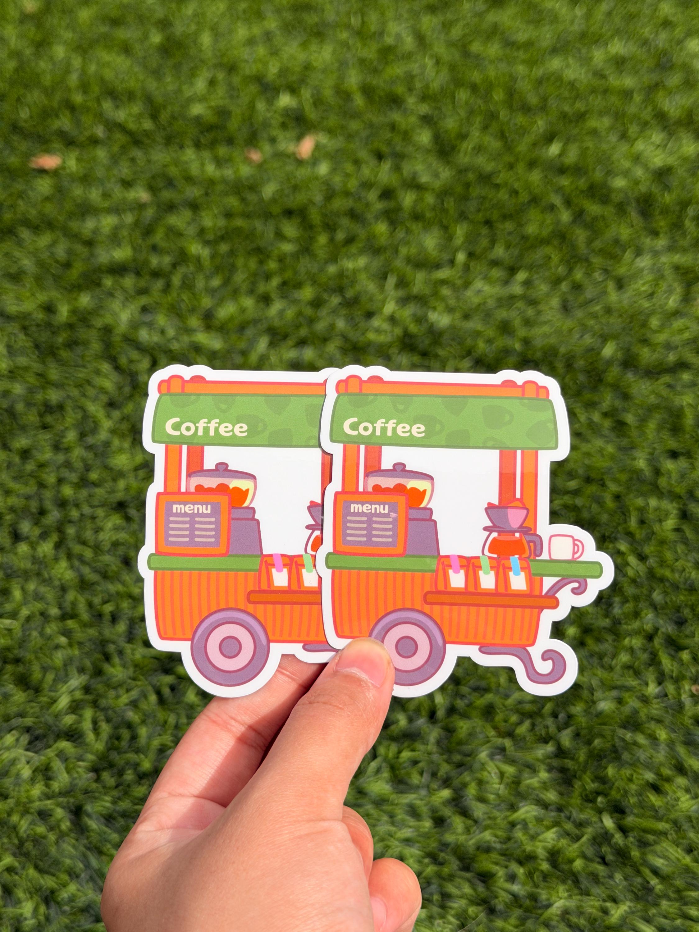 Pegatina de puesto de café Kawaii | Pegatina troquelada | Impermeable
