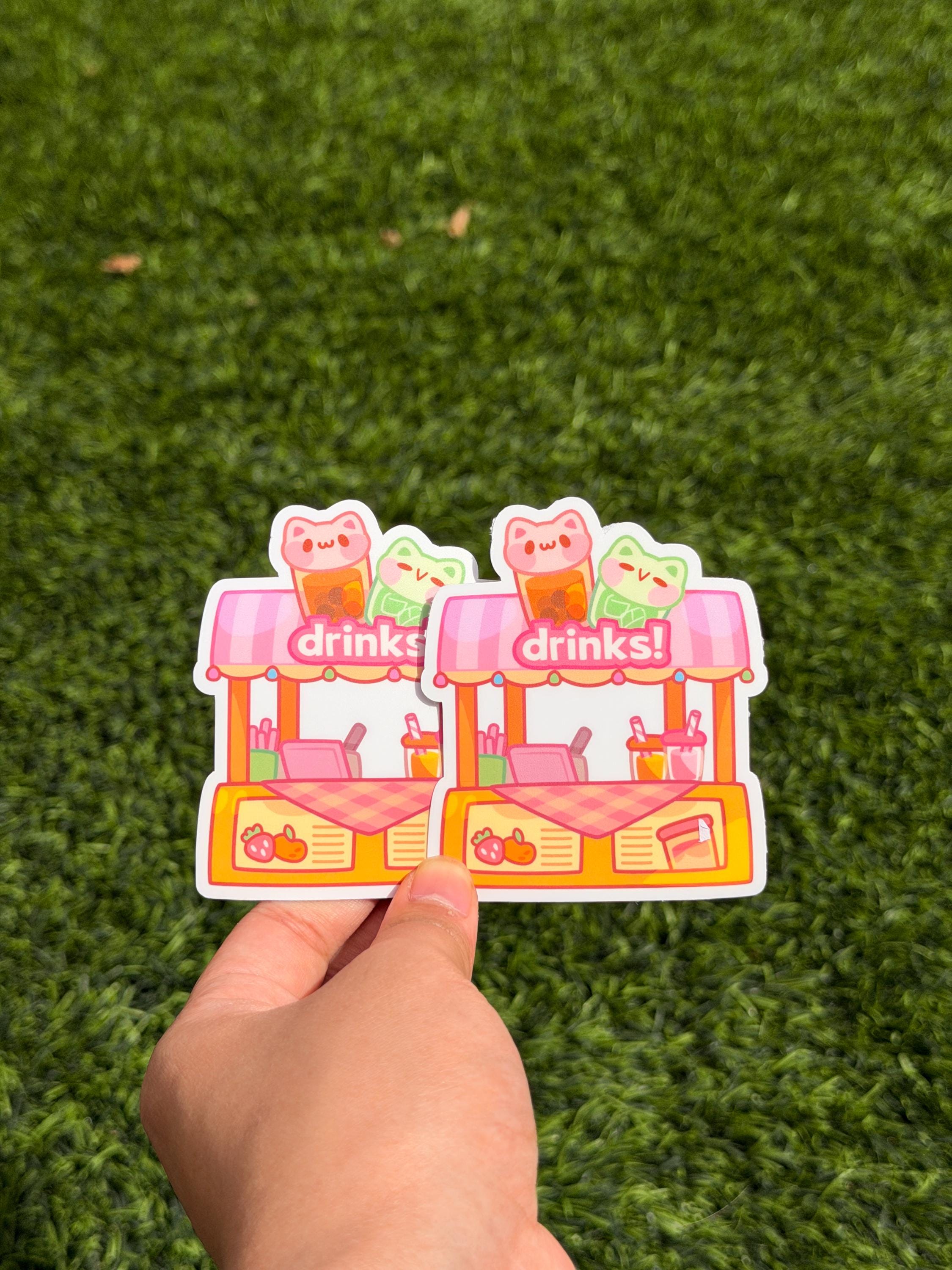 Pegatina de puesto de bebidas Kawaii | Pegatina troquelada | Impermeable