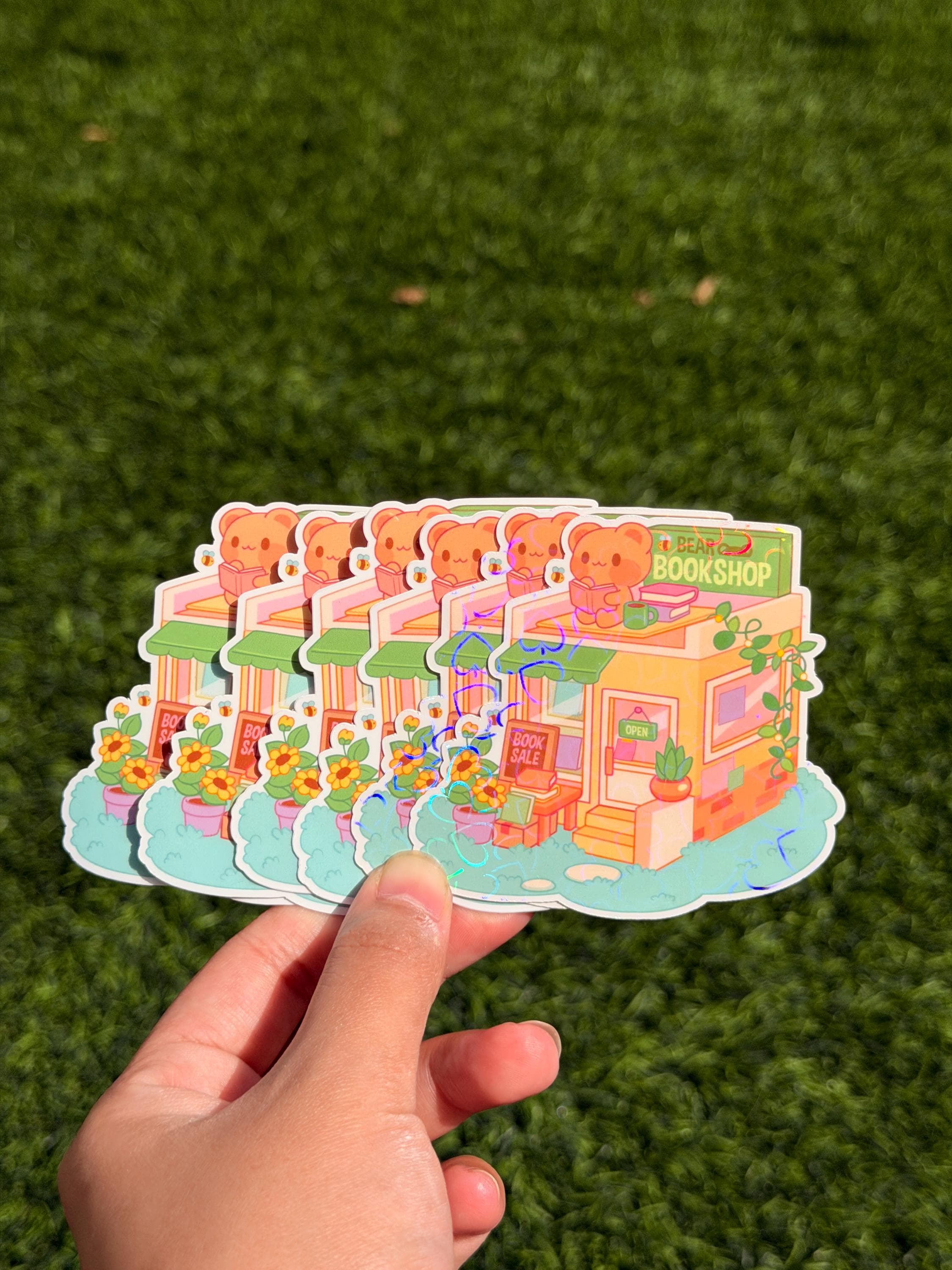 Kawaii Bear Bookshop | Die Cut Sticker | Waterproof