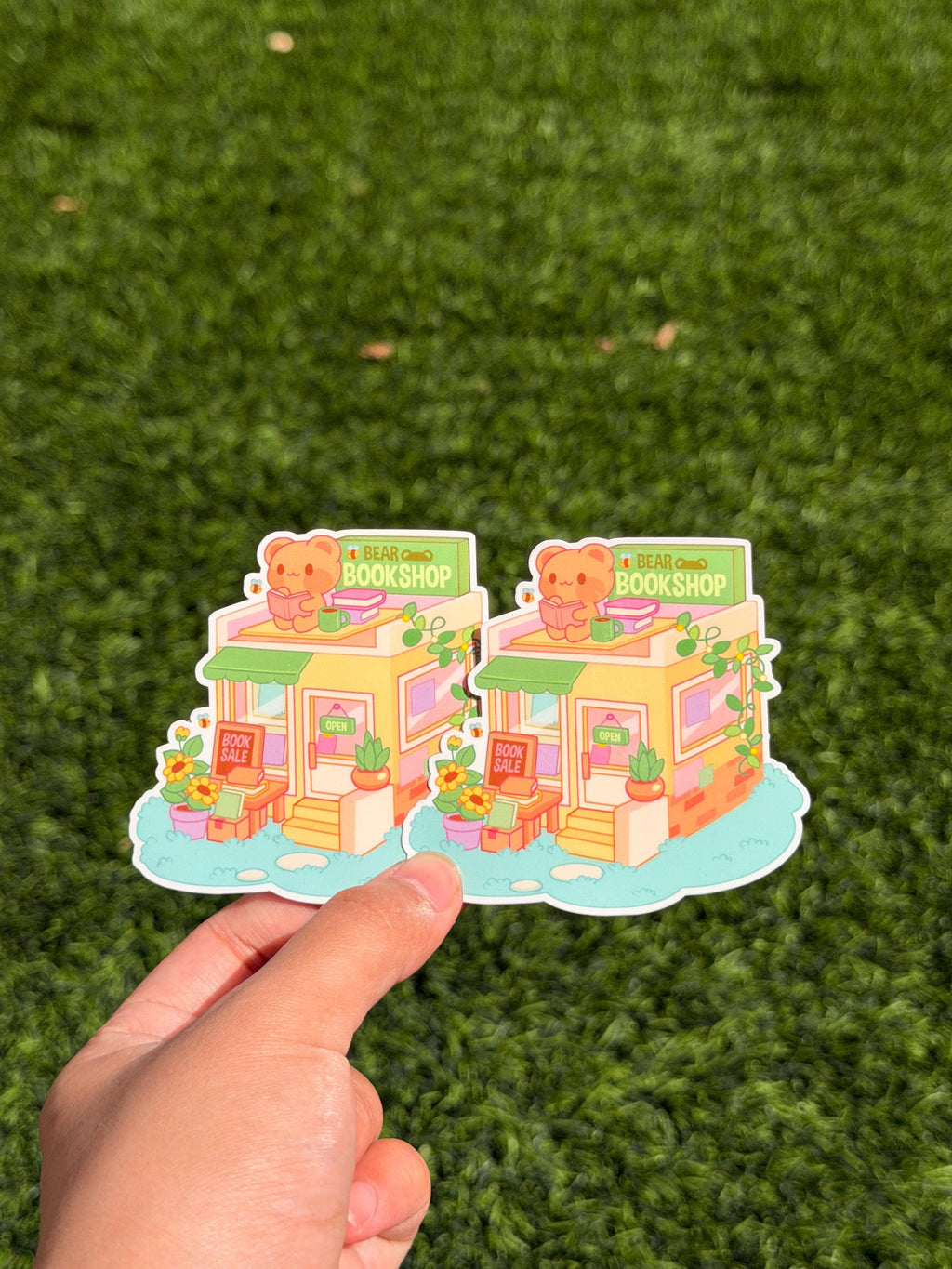 Kawaii Bear Bookshop | Die Cut Sticker | Waterproof