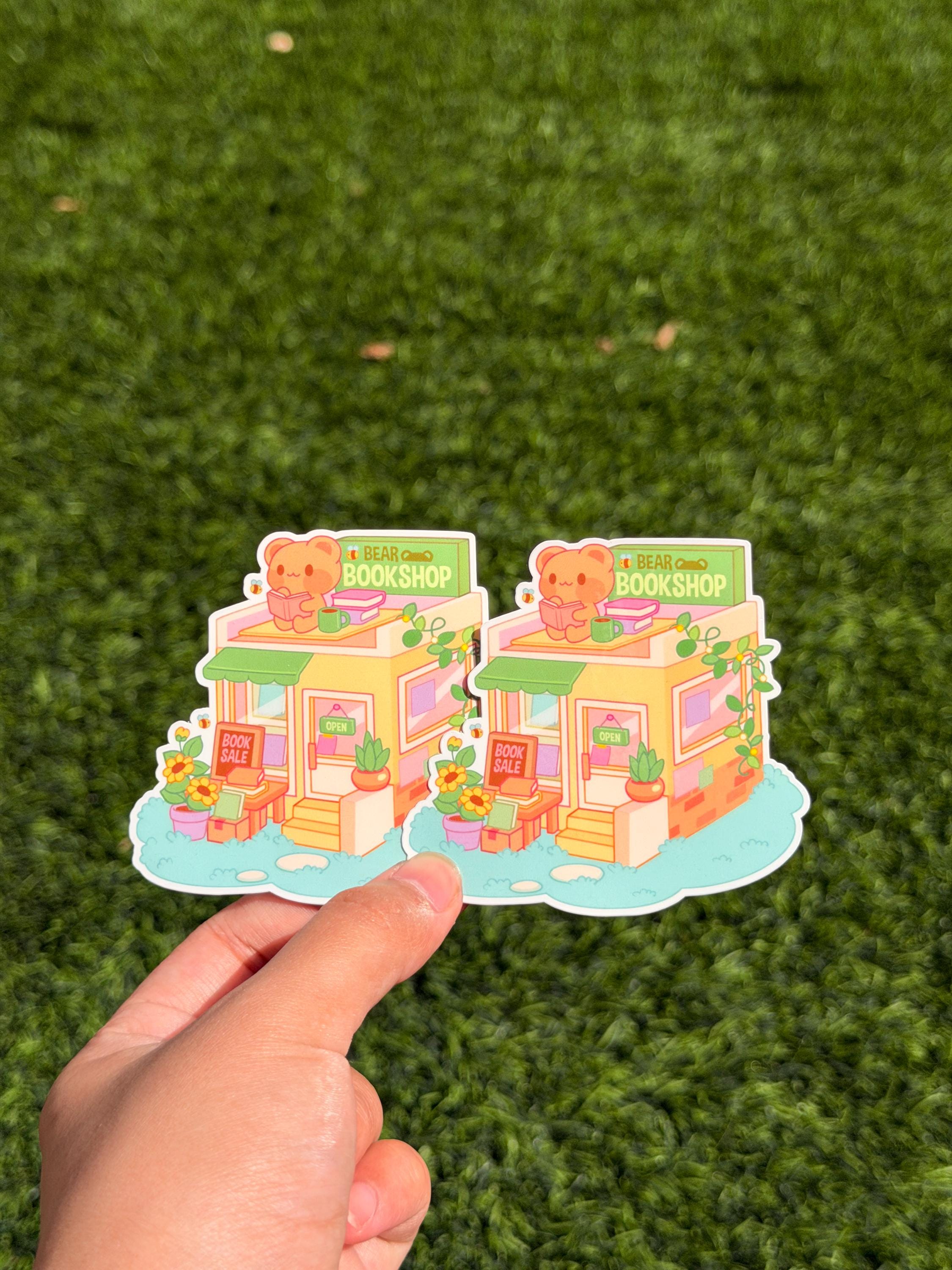 Kawaii Bear Bookshop | Die Cut Sticker | Waterproof