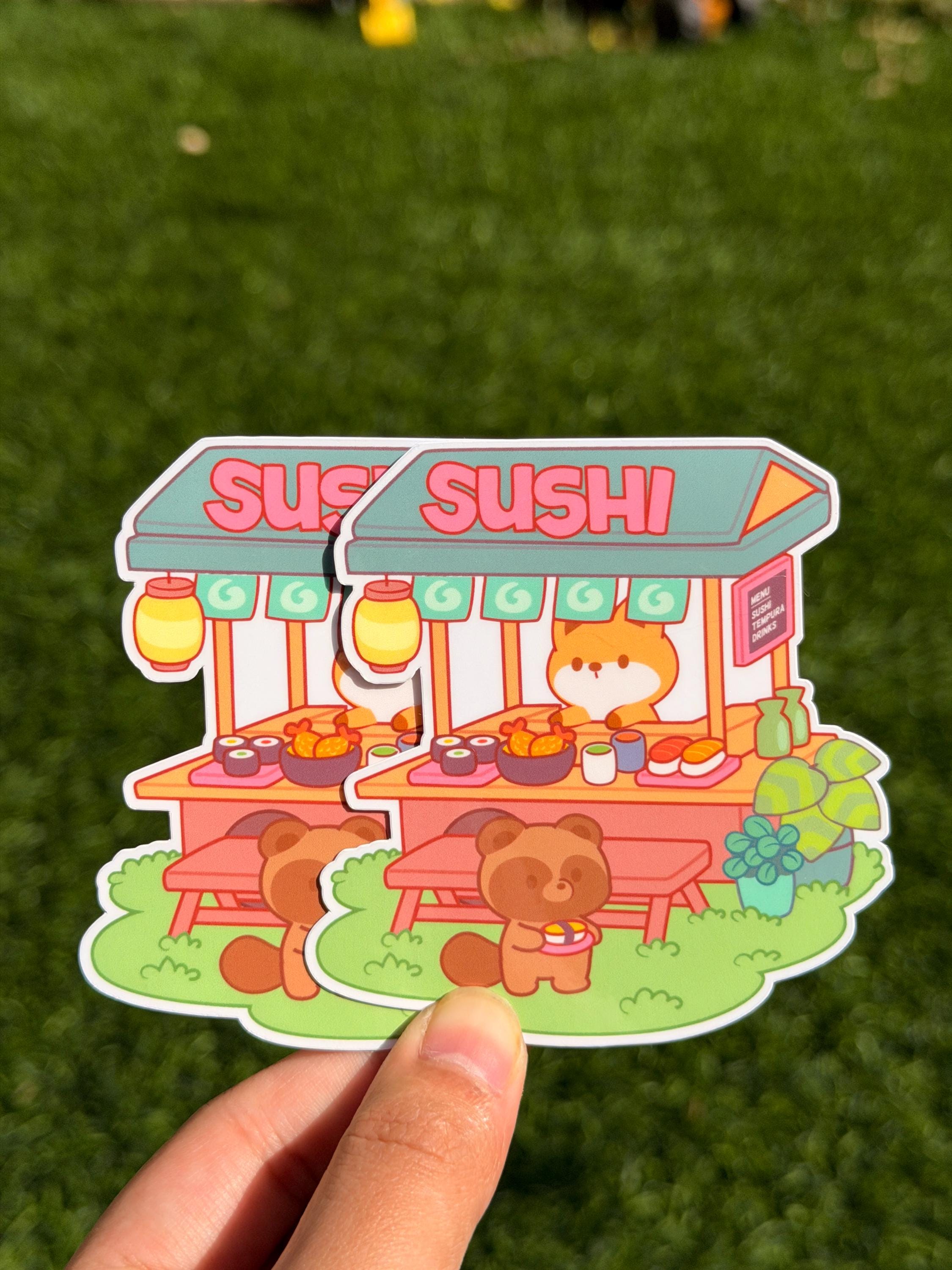 Tienda de Sushi de Kawaii Foxy | Pegatina Troquelada | Impermeable