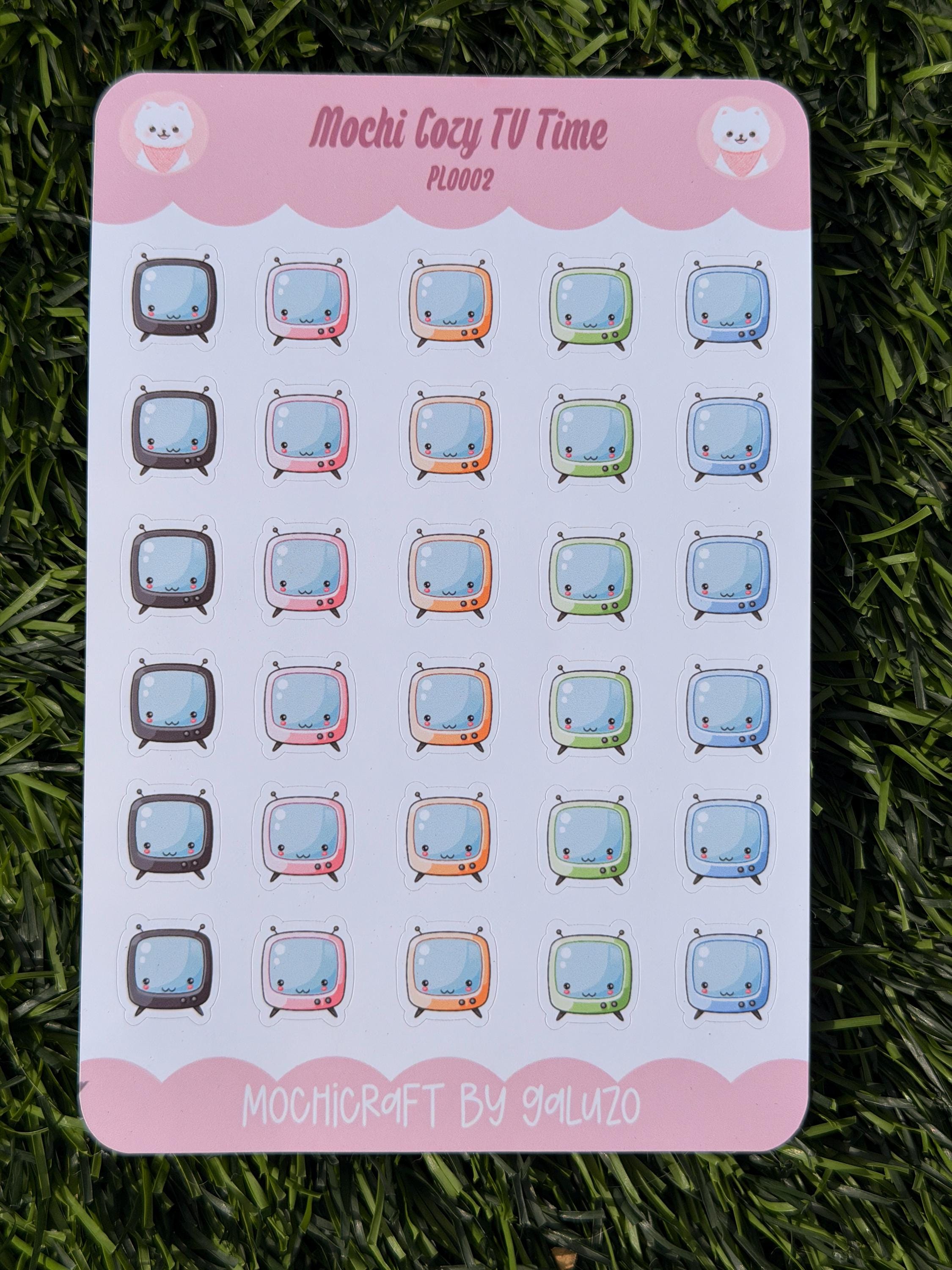 Kawaii Cozy TV Time Sticker Sheet | Kiss Cut
