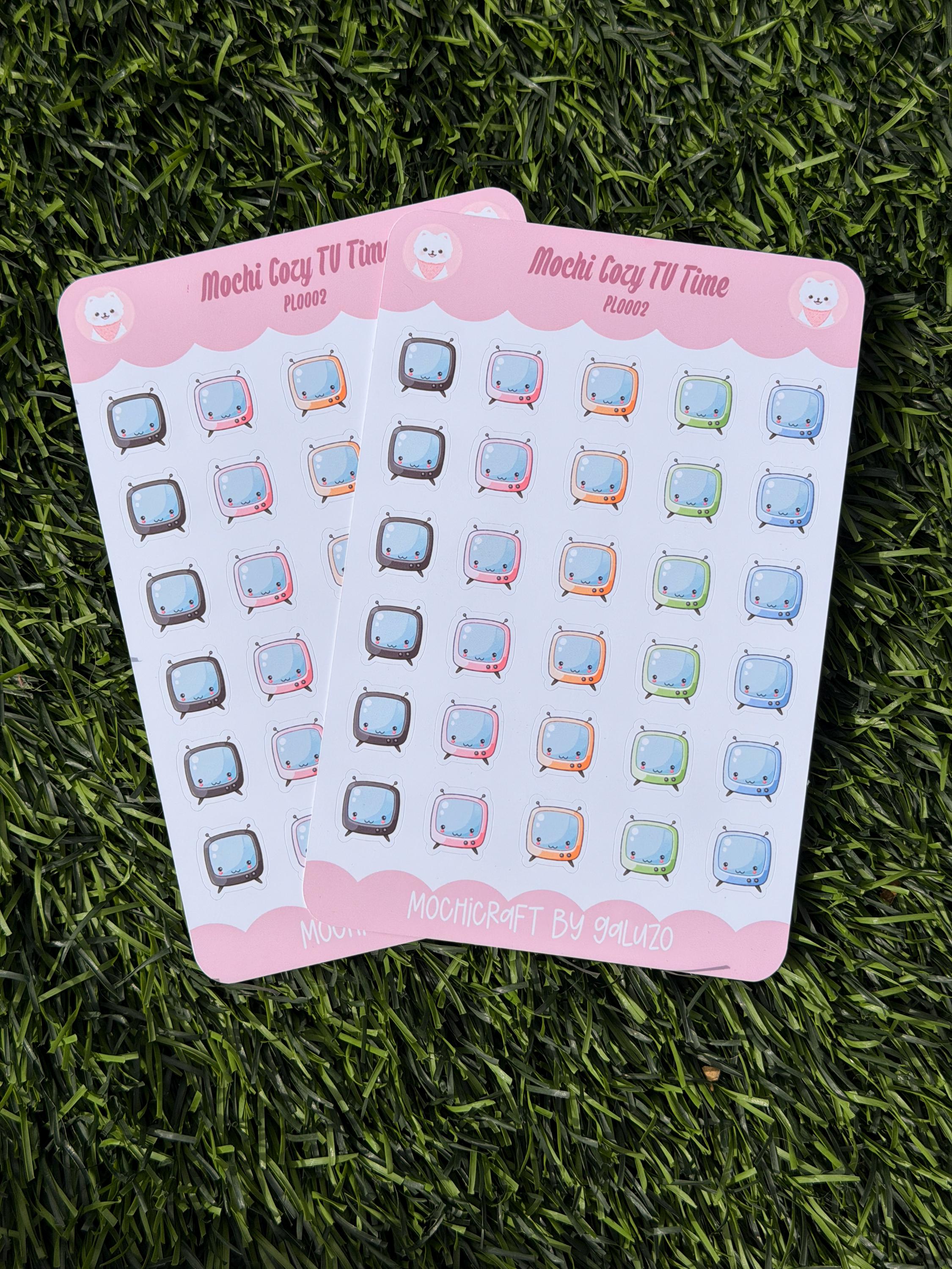 Kawaii Cozy TV Time Sticker Sheet | Kiss Cut