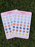 Kawaii Sports Sticker Sheet | Kiss Cut
