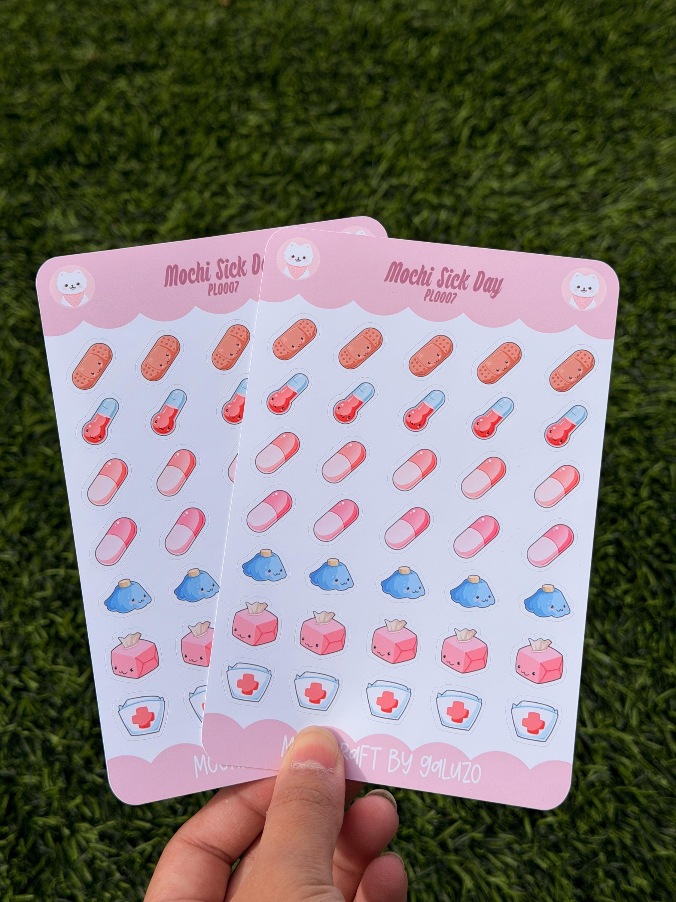 Kawaii Sick Day Sticker Sheet | Kiss Cut