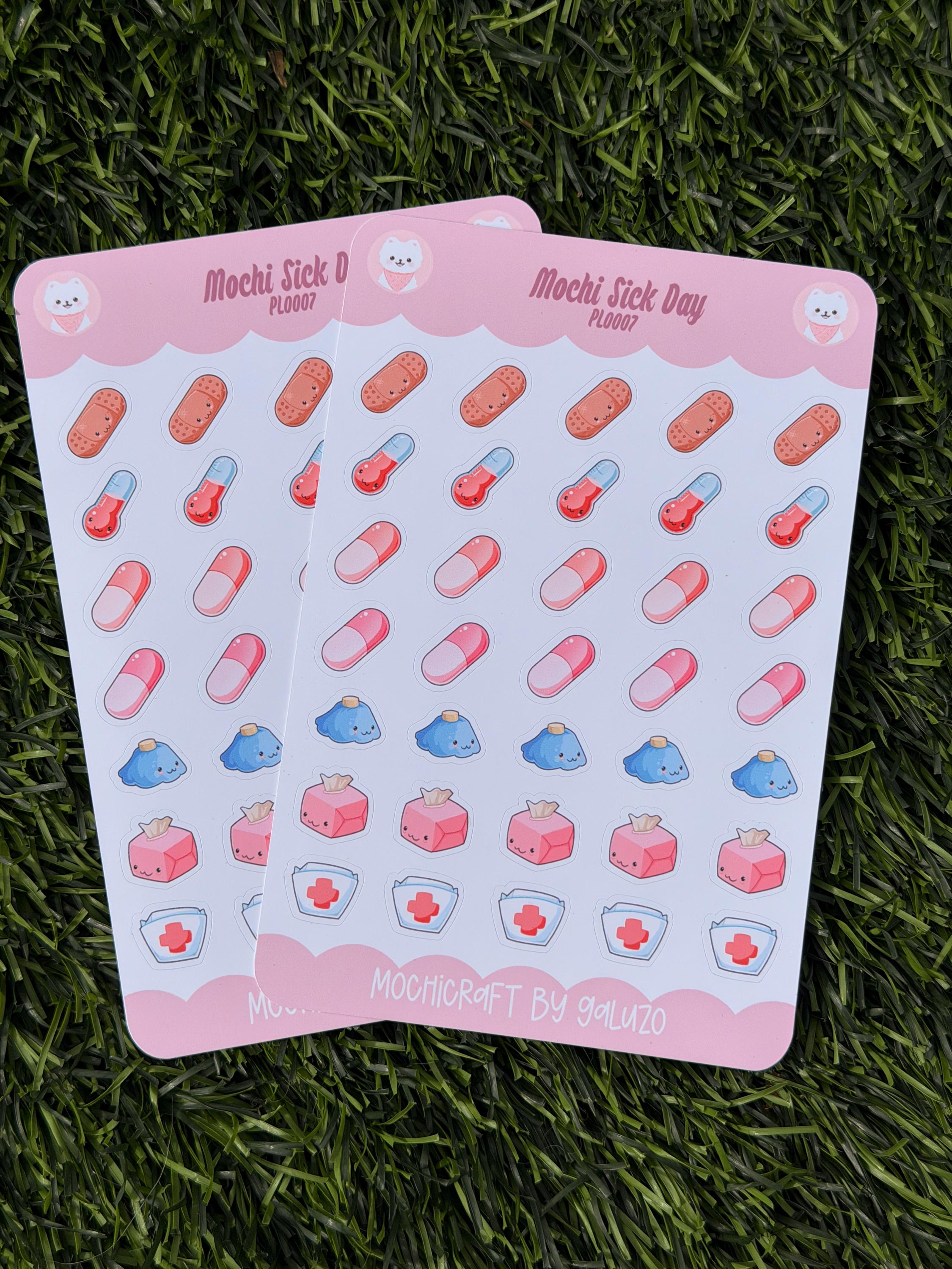 Kawaii Sick Day Sticker Sheet | Kiss Cut