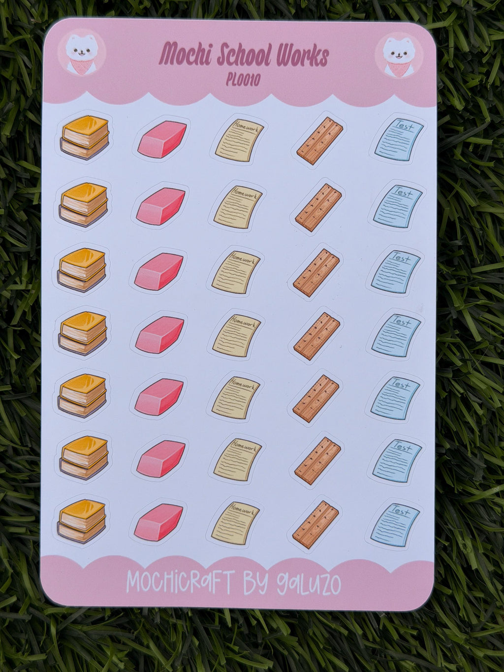 Kawaii School Works Sticker Sheet | Kiss Cut