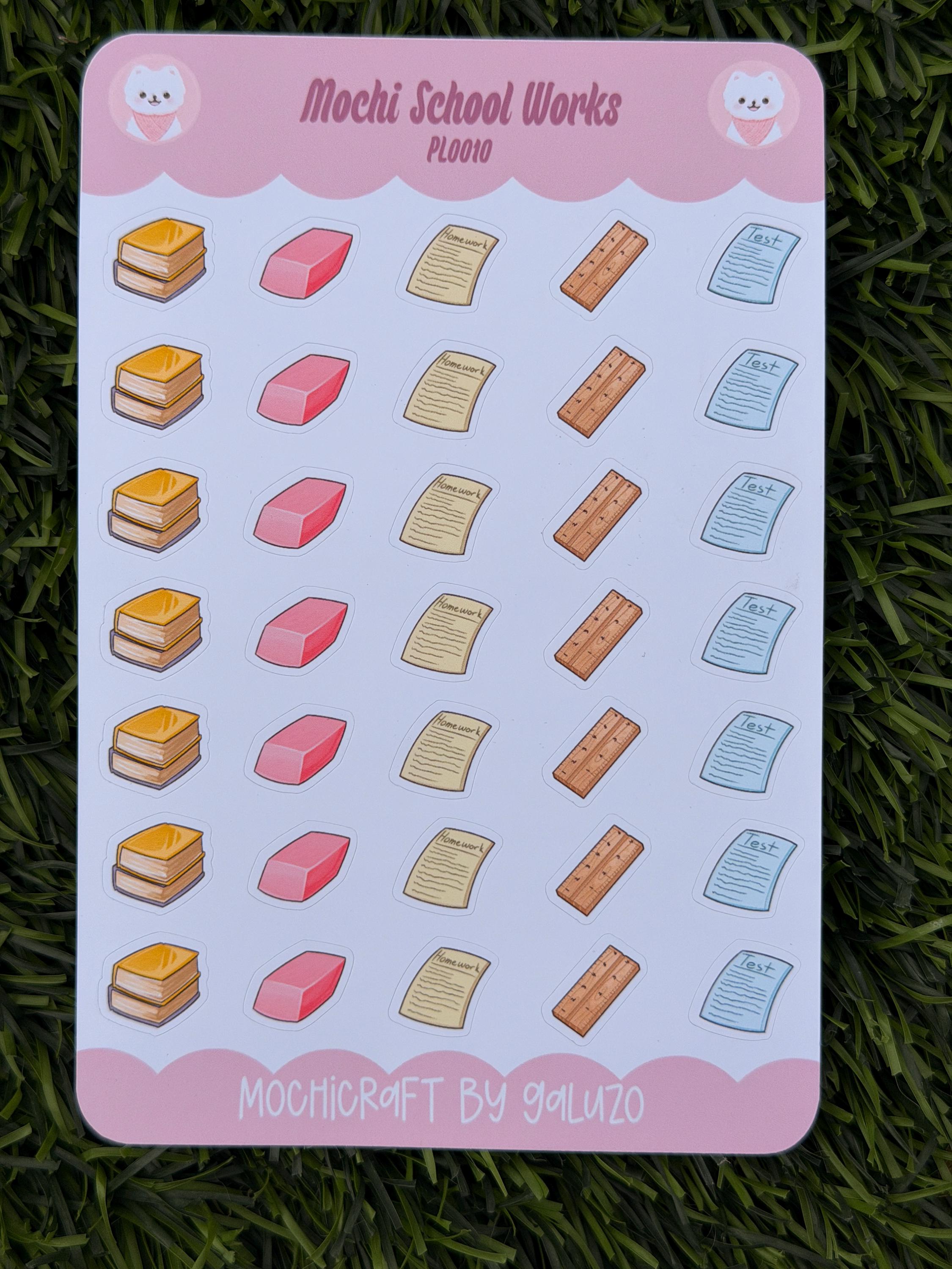Kawaii School Works Sticker Sheet | Kiss Cut