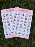 Hoja de pegatinas de actividades de panda kawaii | Troquelado