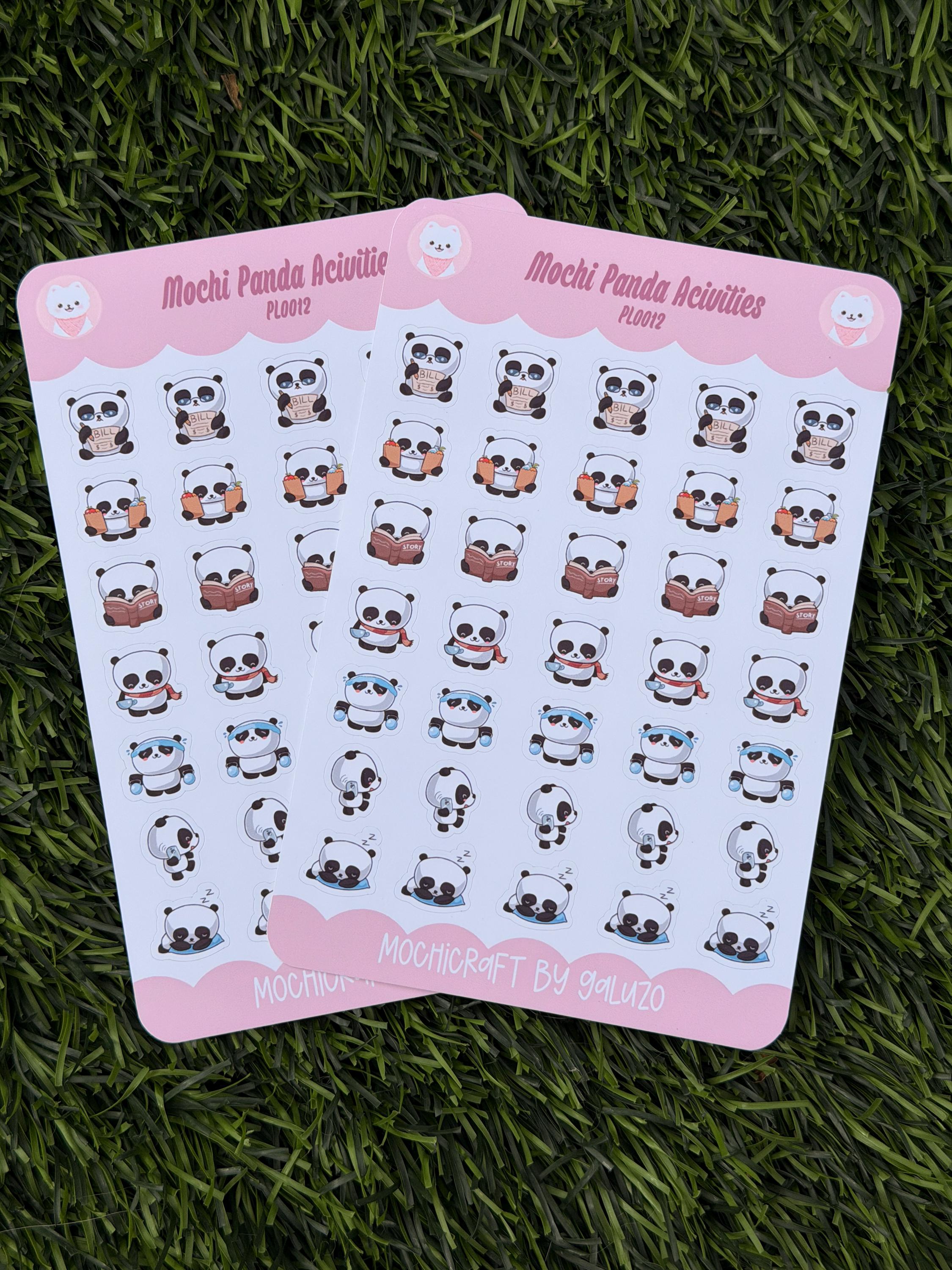 Kawaii Panda Activities Sticker Sheet | Kiss Cut