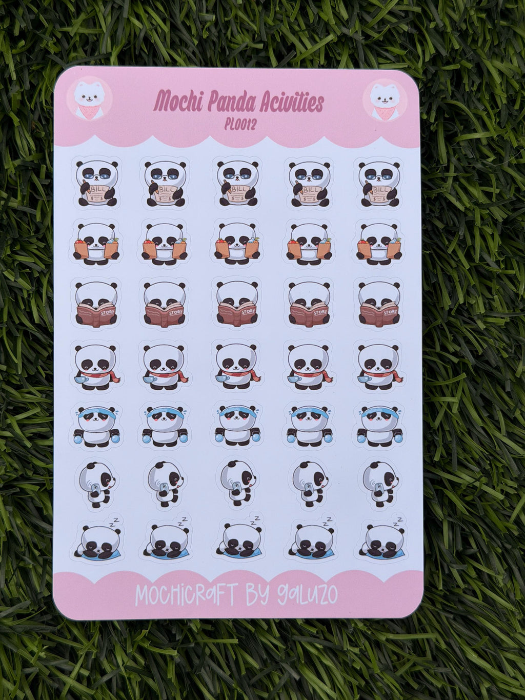 Hoja de pegatinas de actividades de panda kawaii | Troquelado