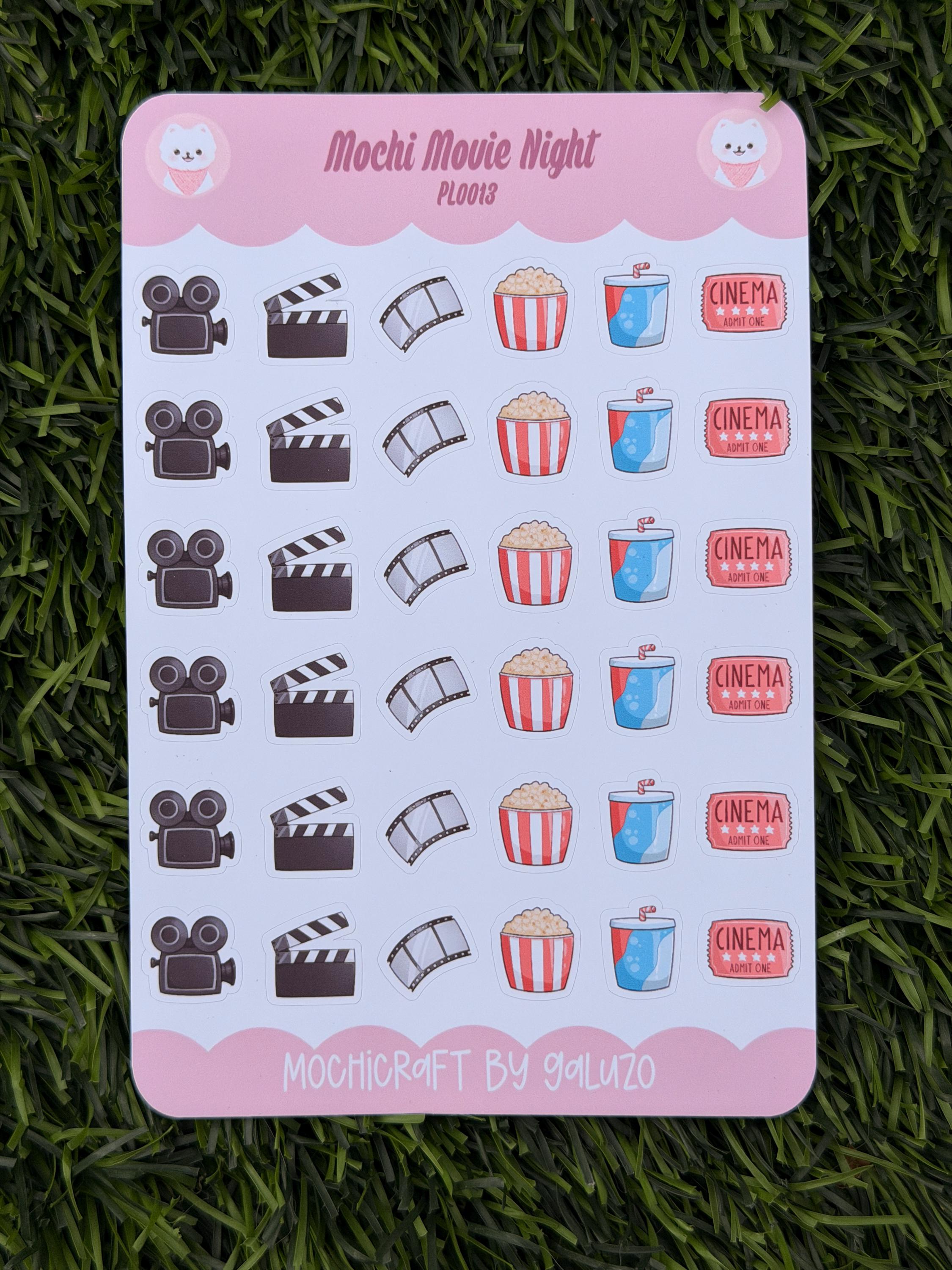 Kawaii Movie Night Sticker Sheet | Kiss Cut
