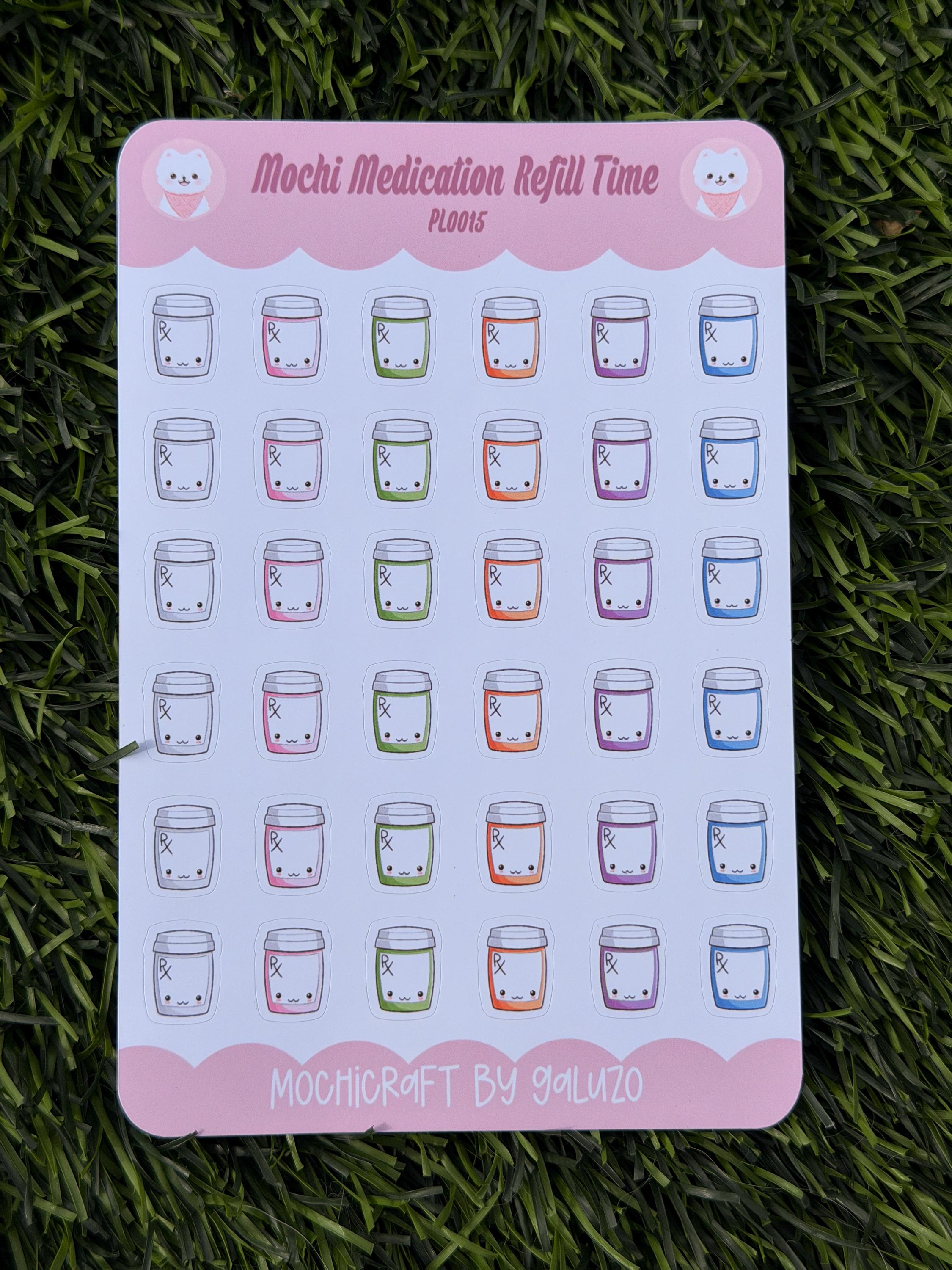 Kawaii Medication Refill Sticker Sheet | Kiss Cut