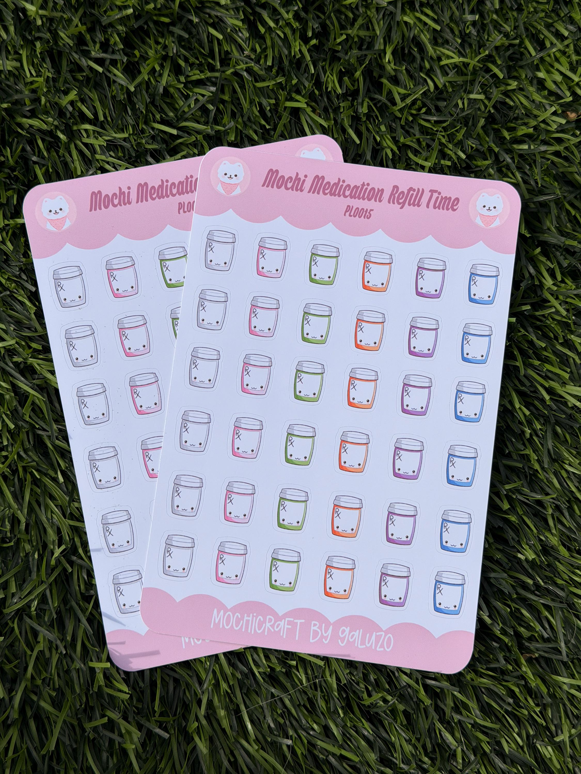 Kawaii Medication Refill Sticker Sheet | Kiss Cut