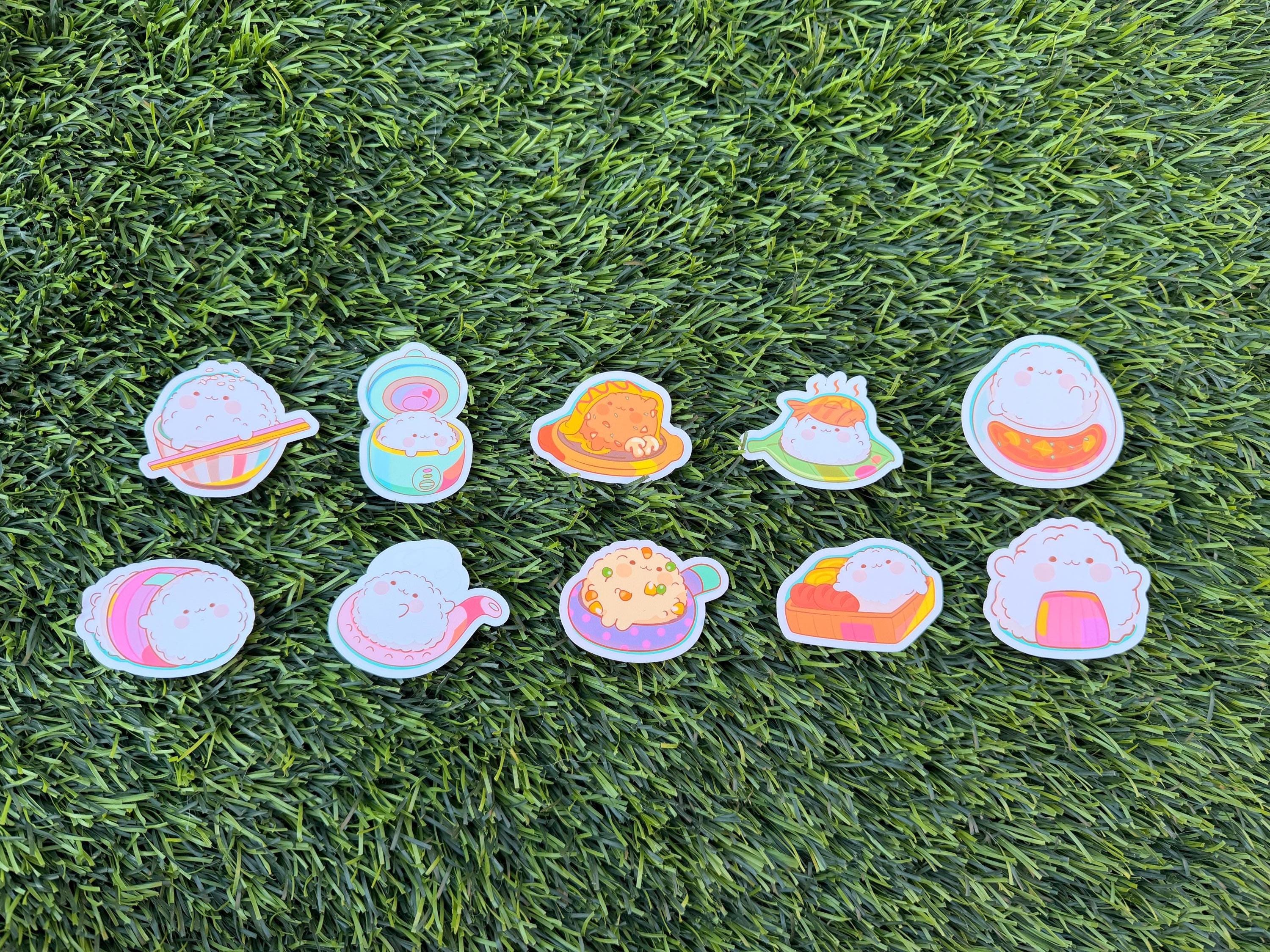 Paquete de pegatinas de arroz Kawaii | Pegatina troquelada