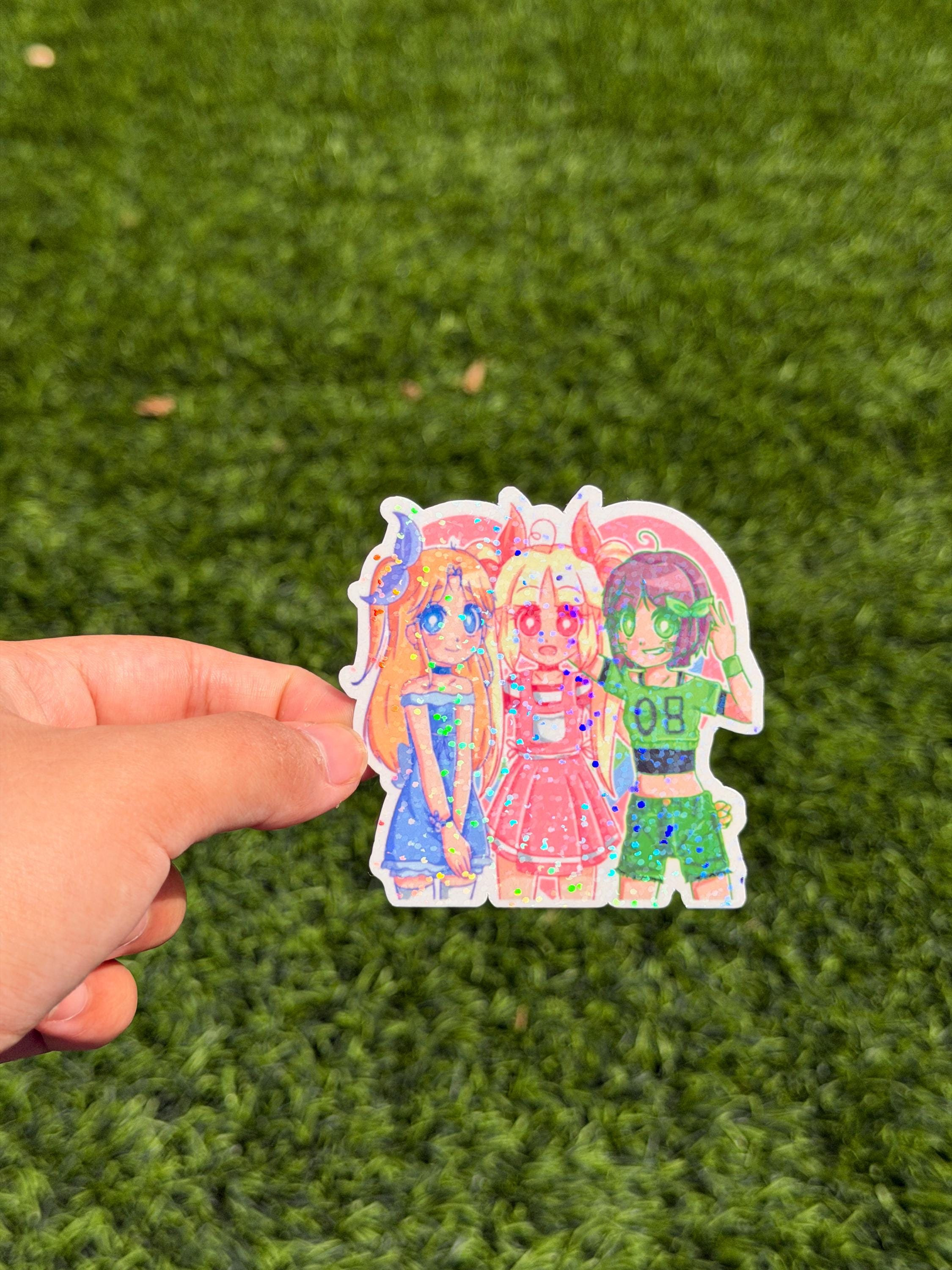 Chibi Cartoon Superhero Girls Trio | Die Cut Sticker | Waterproof