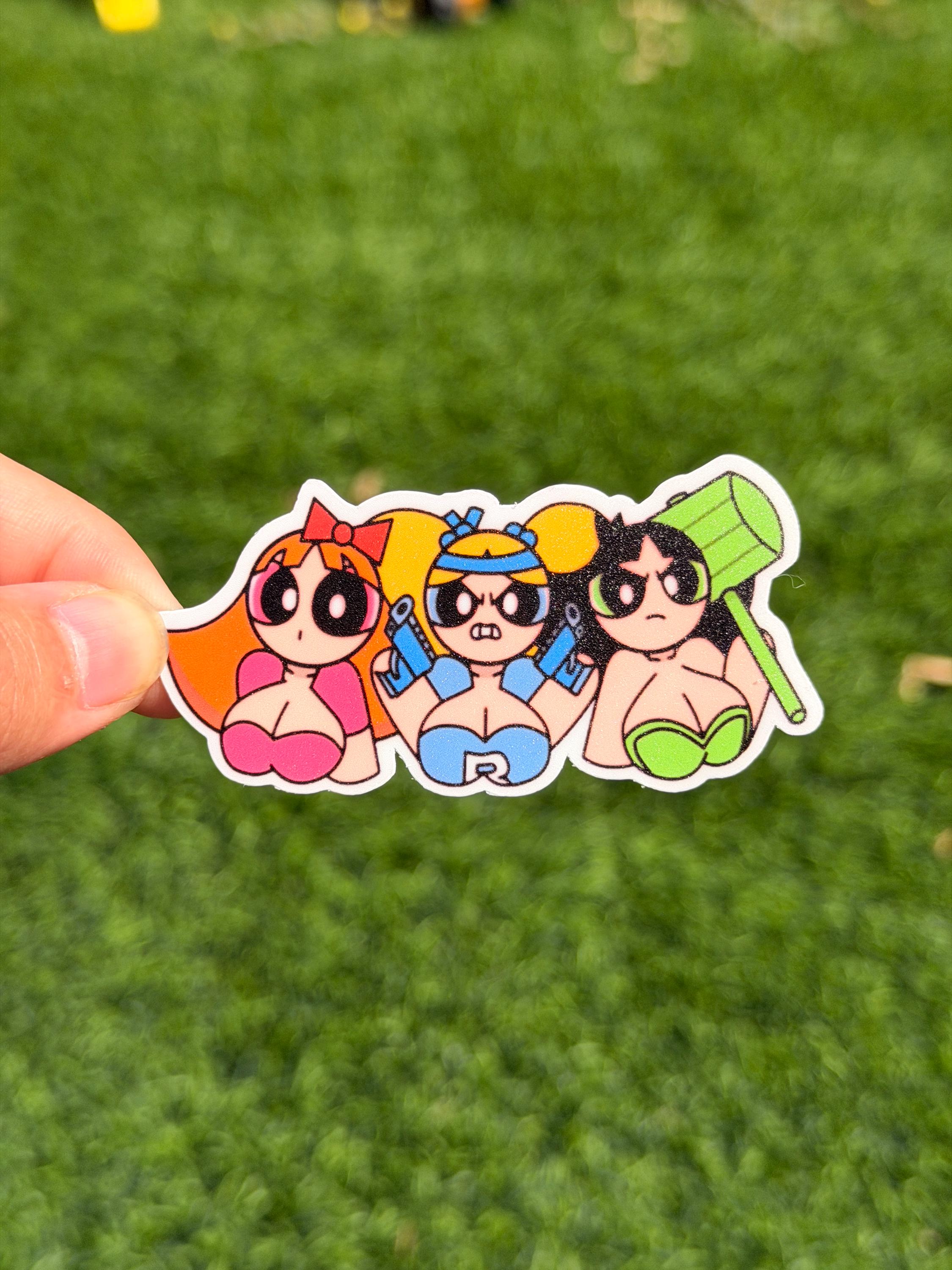 Cartoon Superhero Girls Trio | Die Cut Sticker | Waterproof