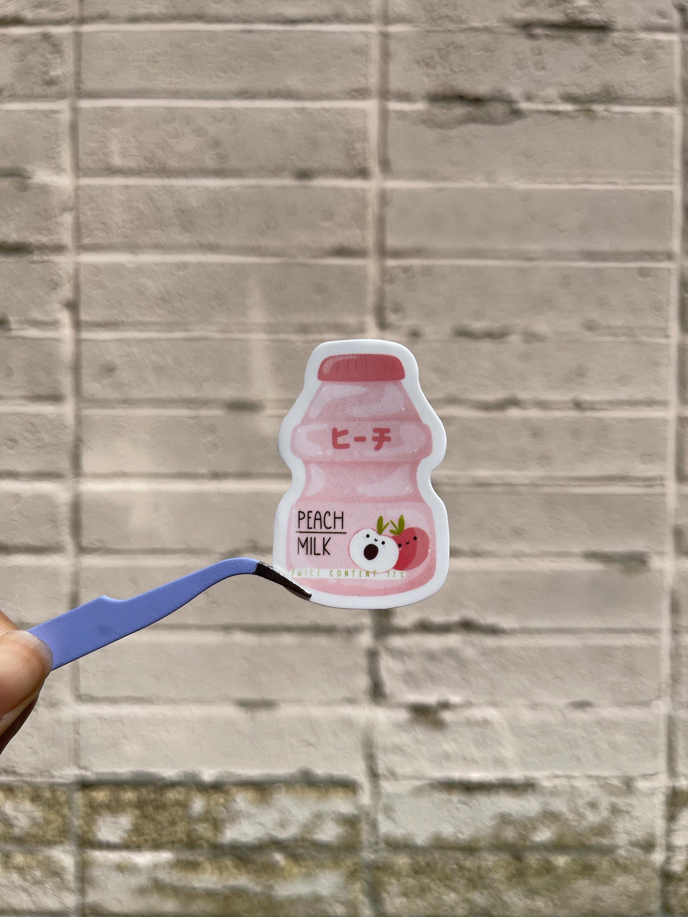 Pegatinas Kawaii de Leche de Melocotón y Leche de Fresa | Pegatinas troqueladas | Impermeables