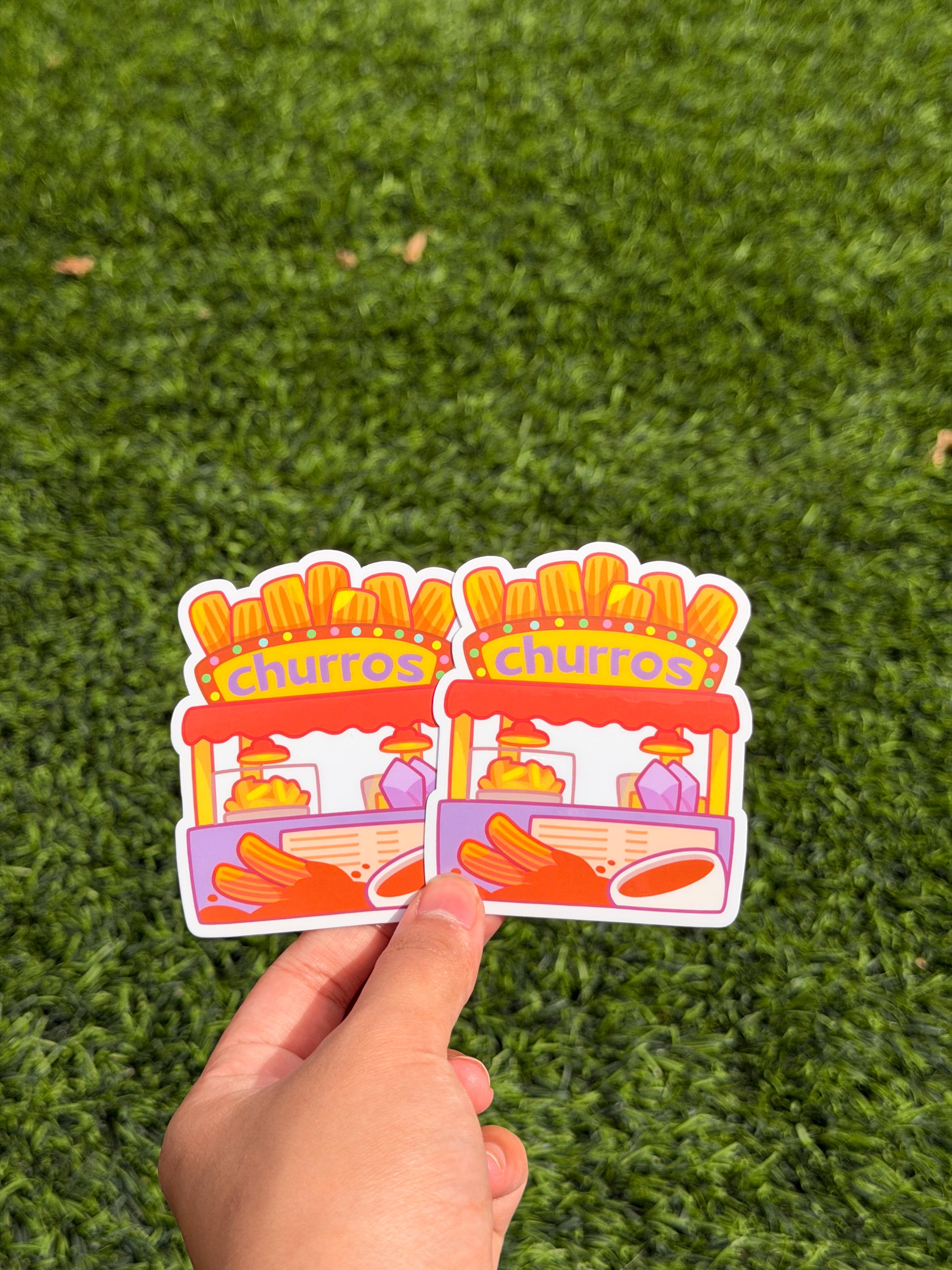 Pegatina de puesto de churros Kawaii | Pegatina troquelada | Impermeable