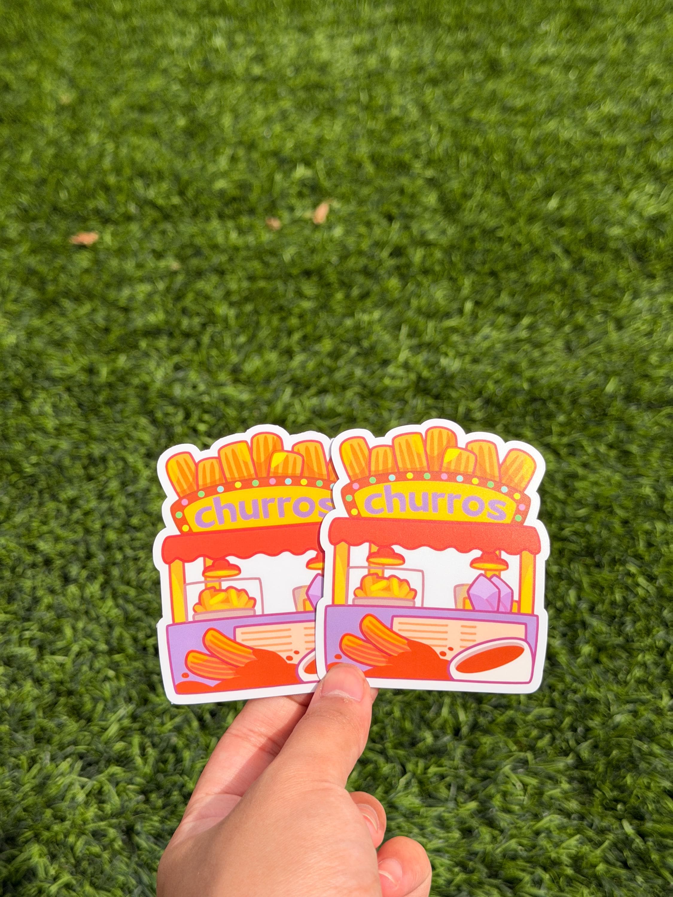 Pegatina de puesto de churros Kawaii | Pegatina troquelada | Impermeable