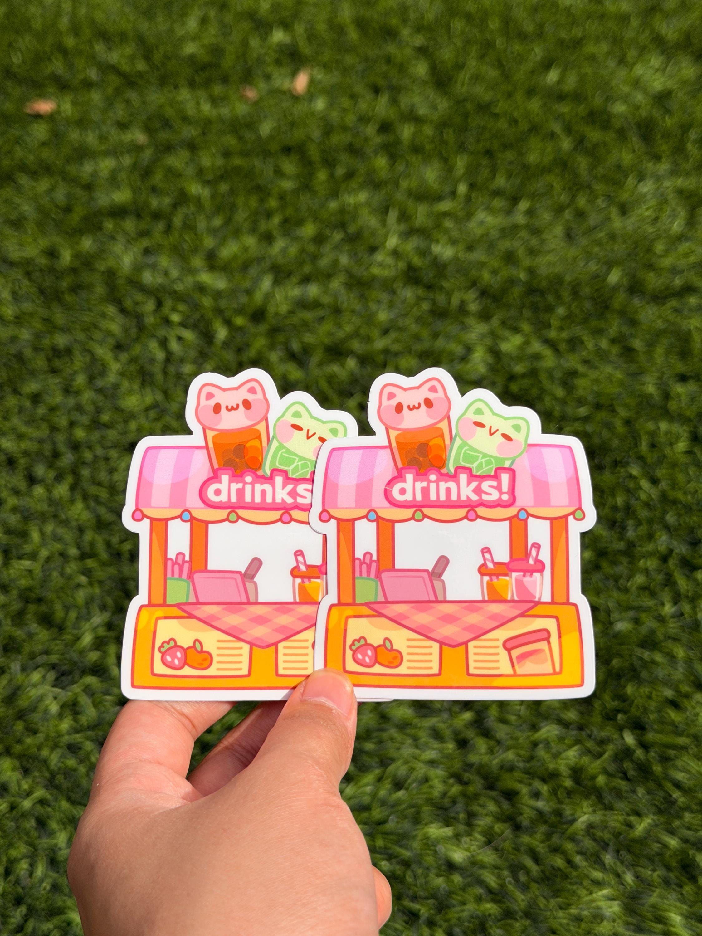 Pegatina de puesto de bebidas Kawaii | Pegatina troquelada | Impermeable
