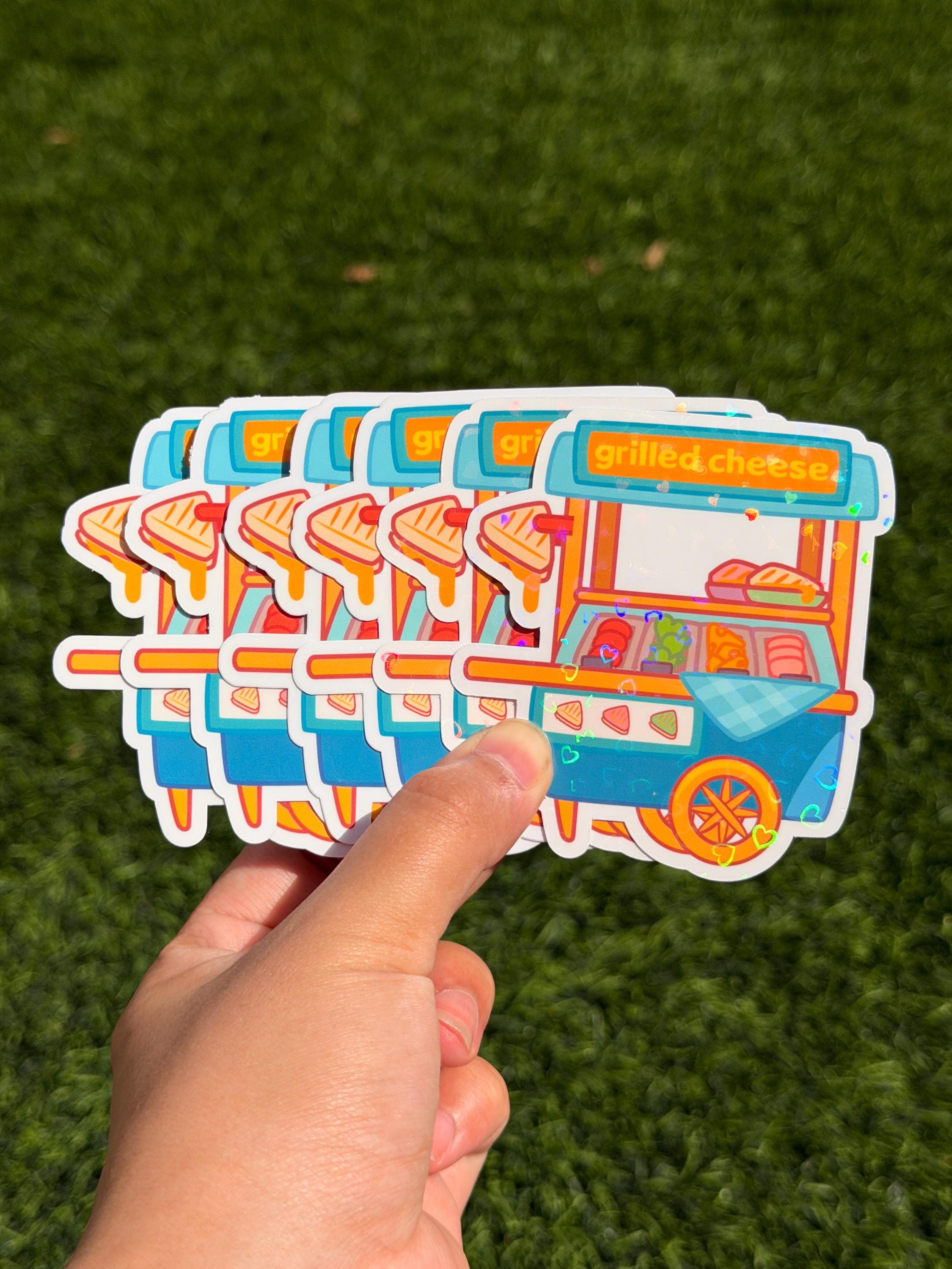 Pegatina Puesto de Queso a la Plancha Kawaii | Pegatina Troquelada | Impermeable