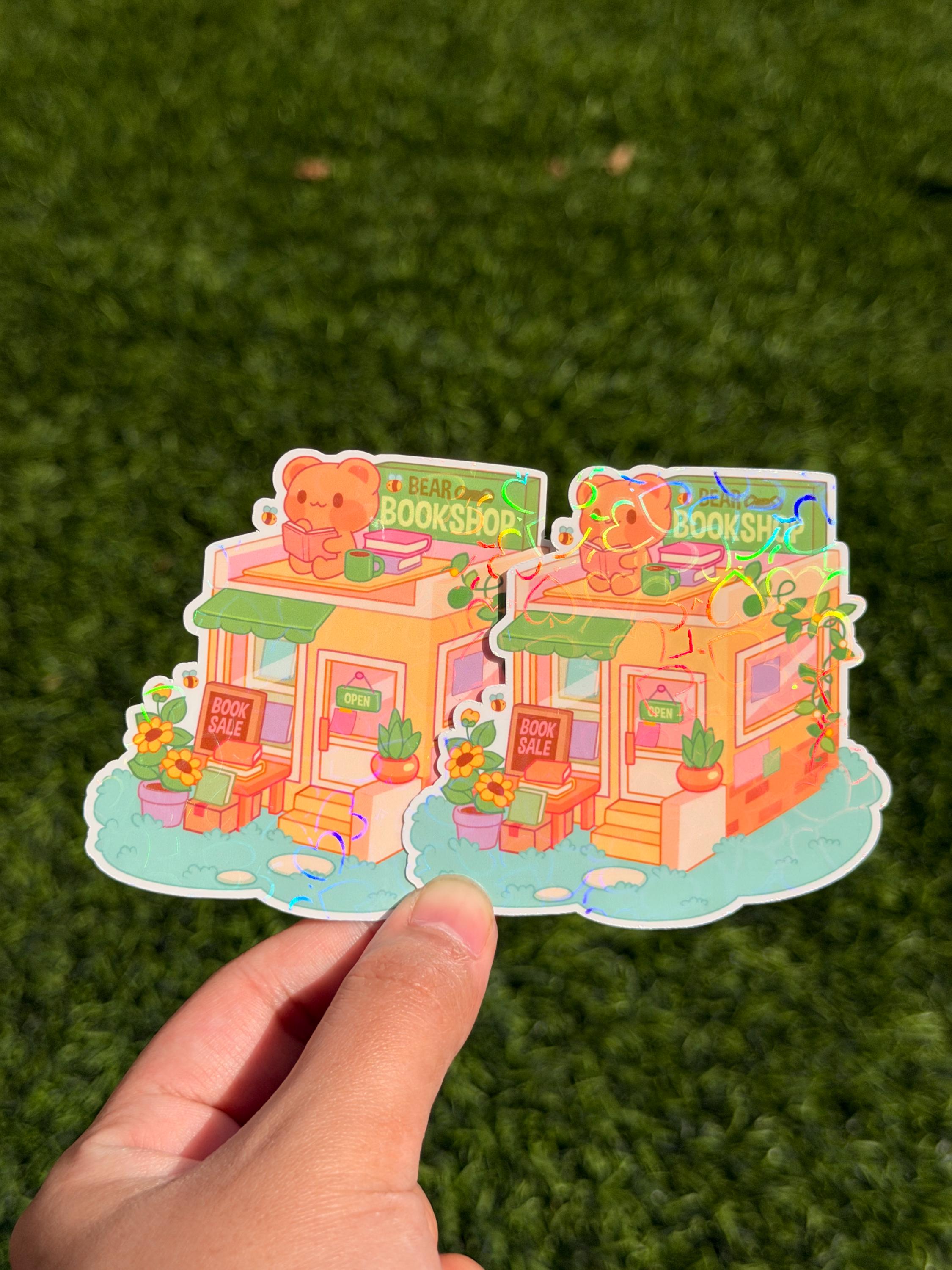 Kawaii Bear Bookshop | Die Cut Sticker | Waterproof