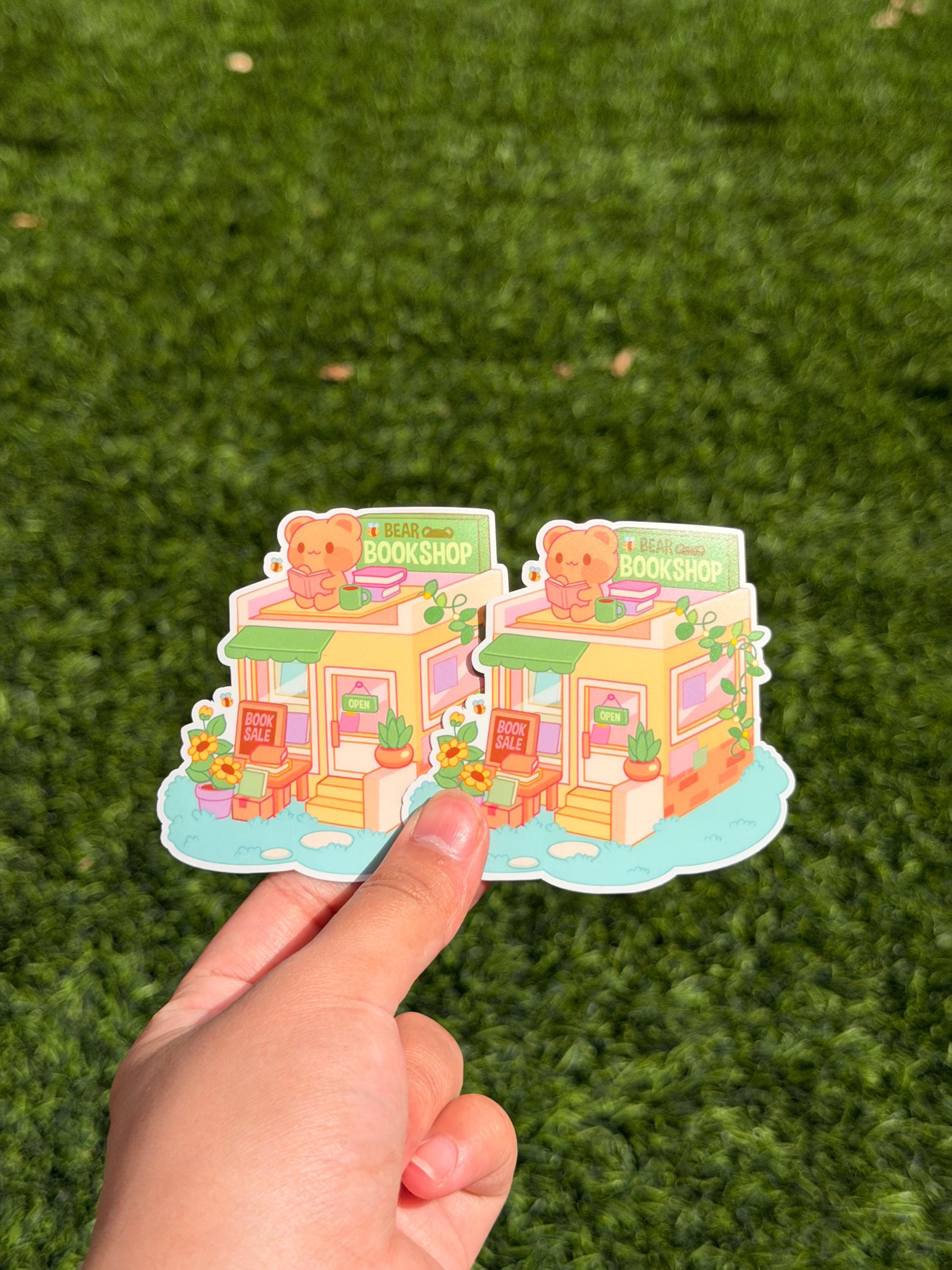 Kawaii Bear Bookshop | Die Cut Sticker | Waterproof