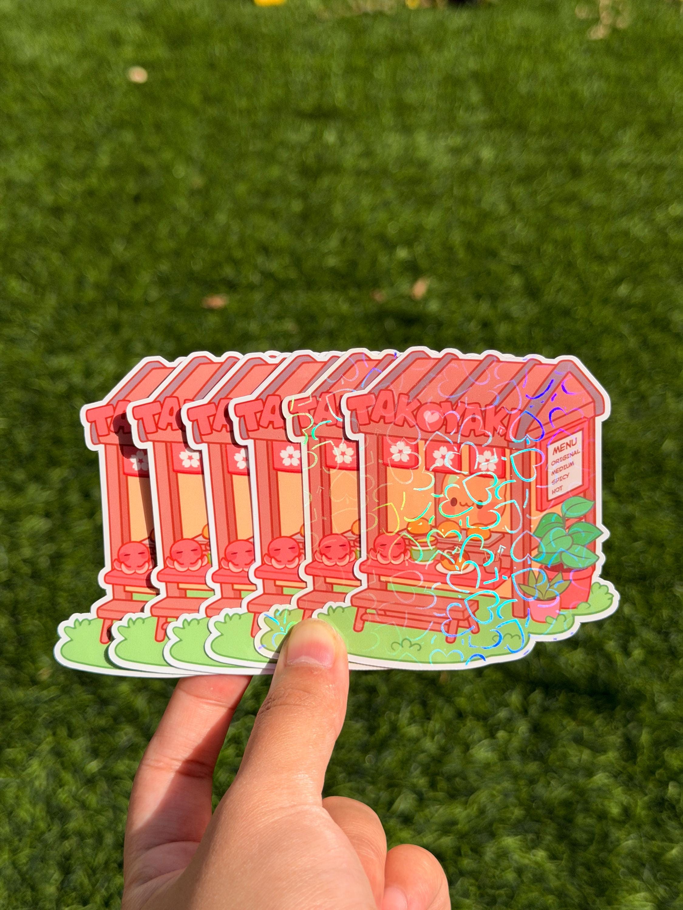 Tienda de Takoyaki "Kawaii Kitty" | Pegatina troquelada | Impermeable