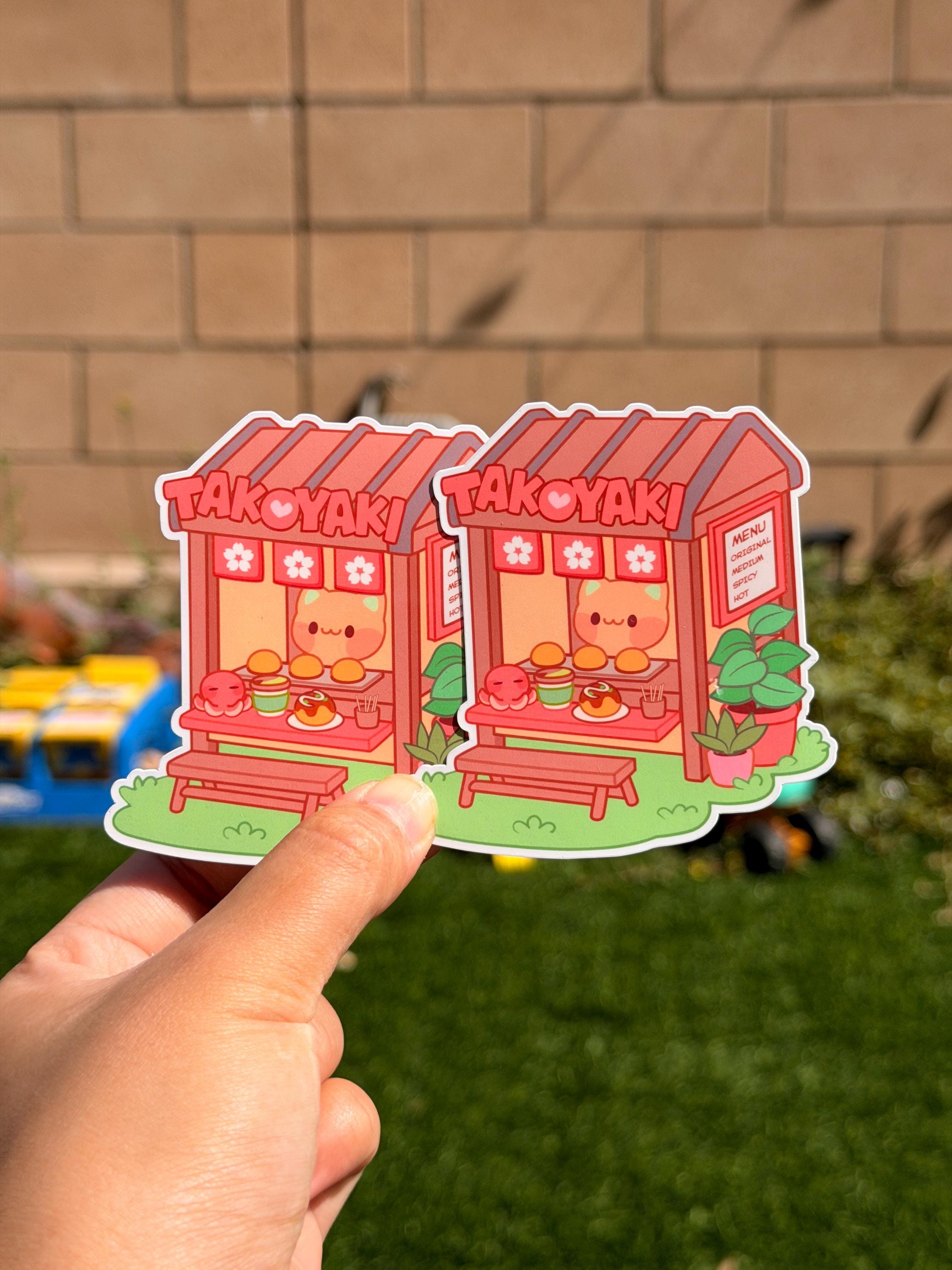 Tienda de Takoyaki "Kawaii Kitty" | Pegatina troquelada | Impermeable