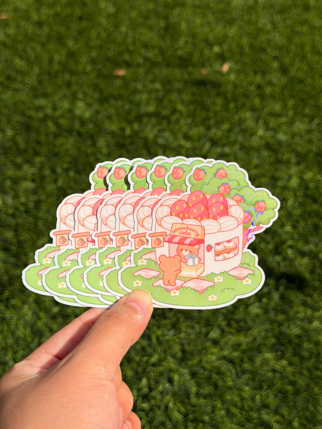 Kawaii Bear Strawberry Cake Shop | Die Cut Sticker | Waterproof