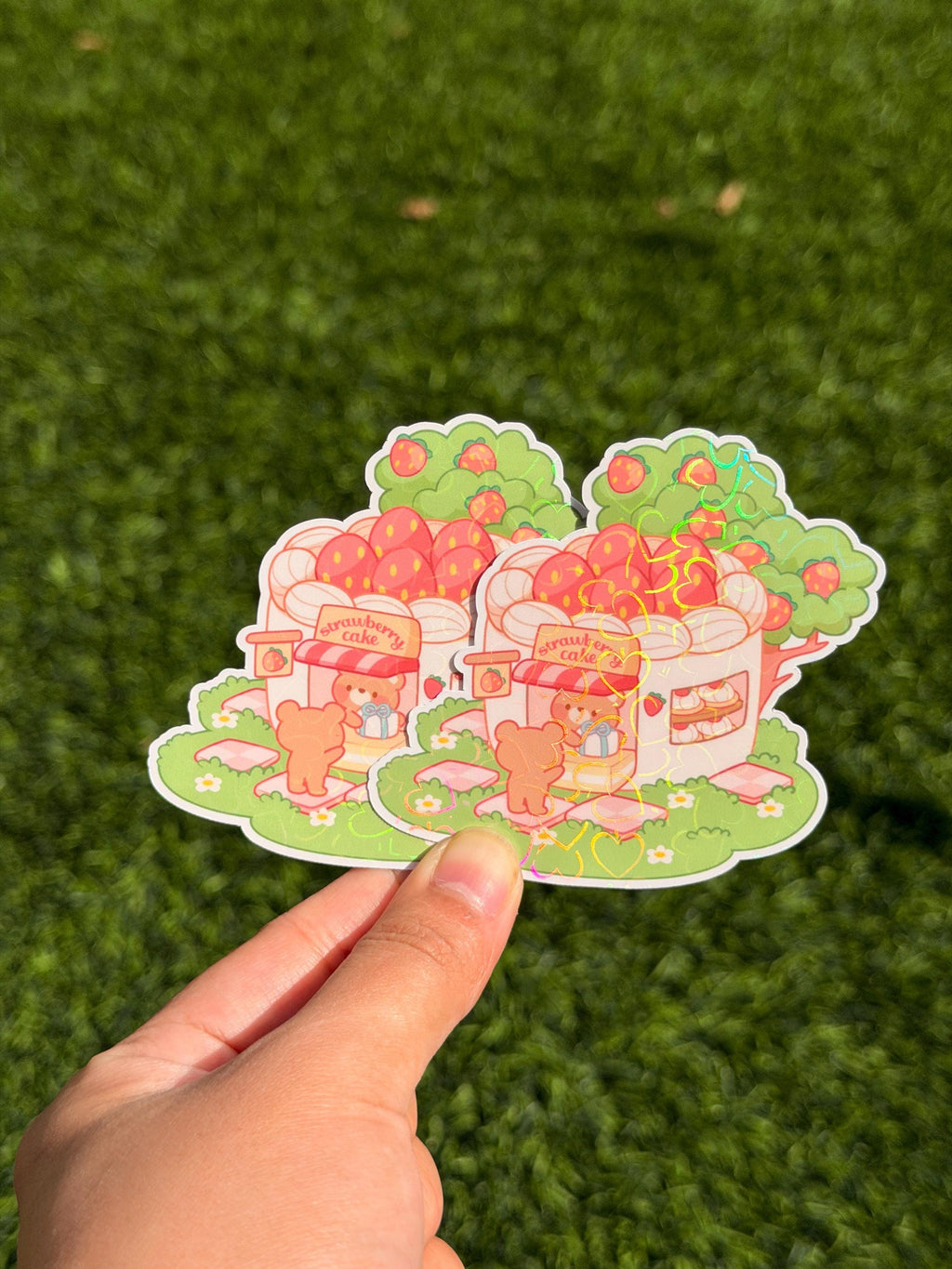 Kawaii Bear Strawberry Cake Shop | Die Cut Sticker | Waterproof