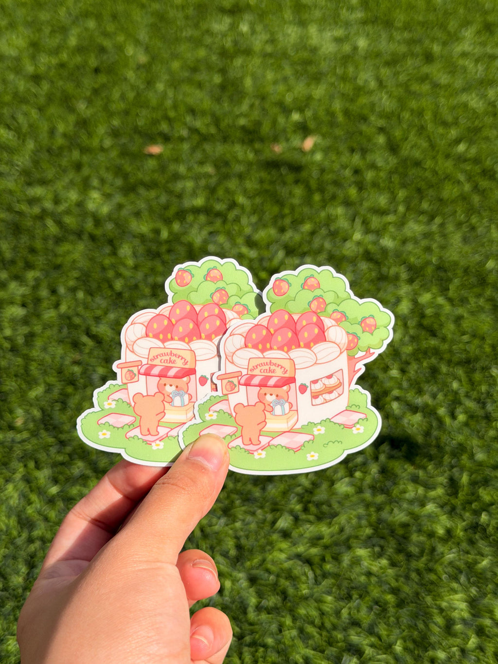 Kawaii Bear Strawberry Cake Shop | Die Cut Sticker | Waterproof