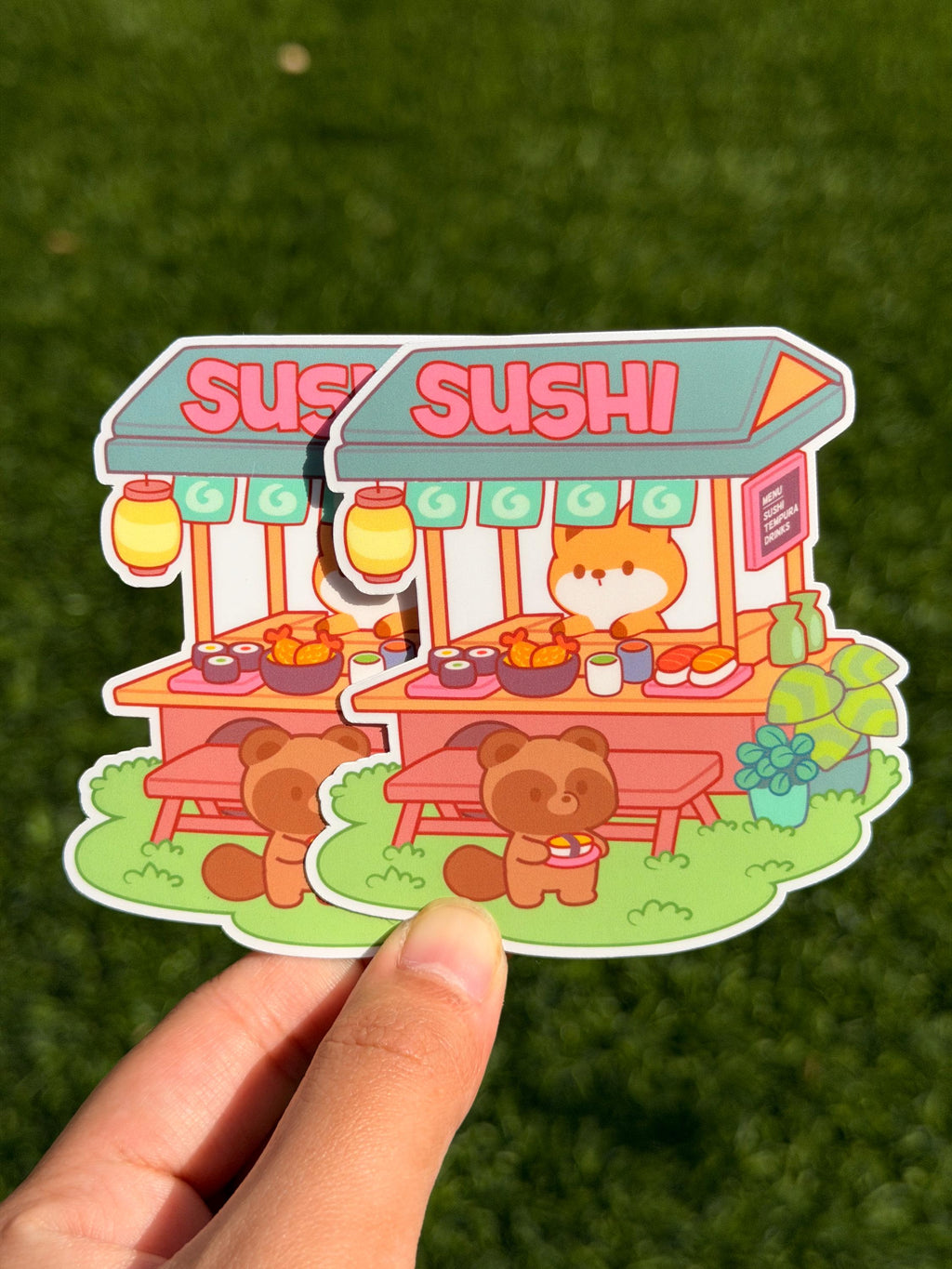 Kawaii Foxy's Sushi Shop | Die Cut Sticker | Waterproof