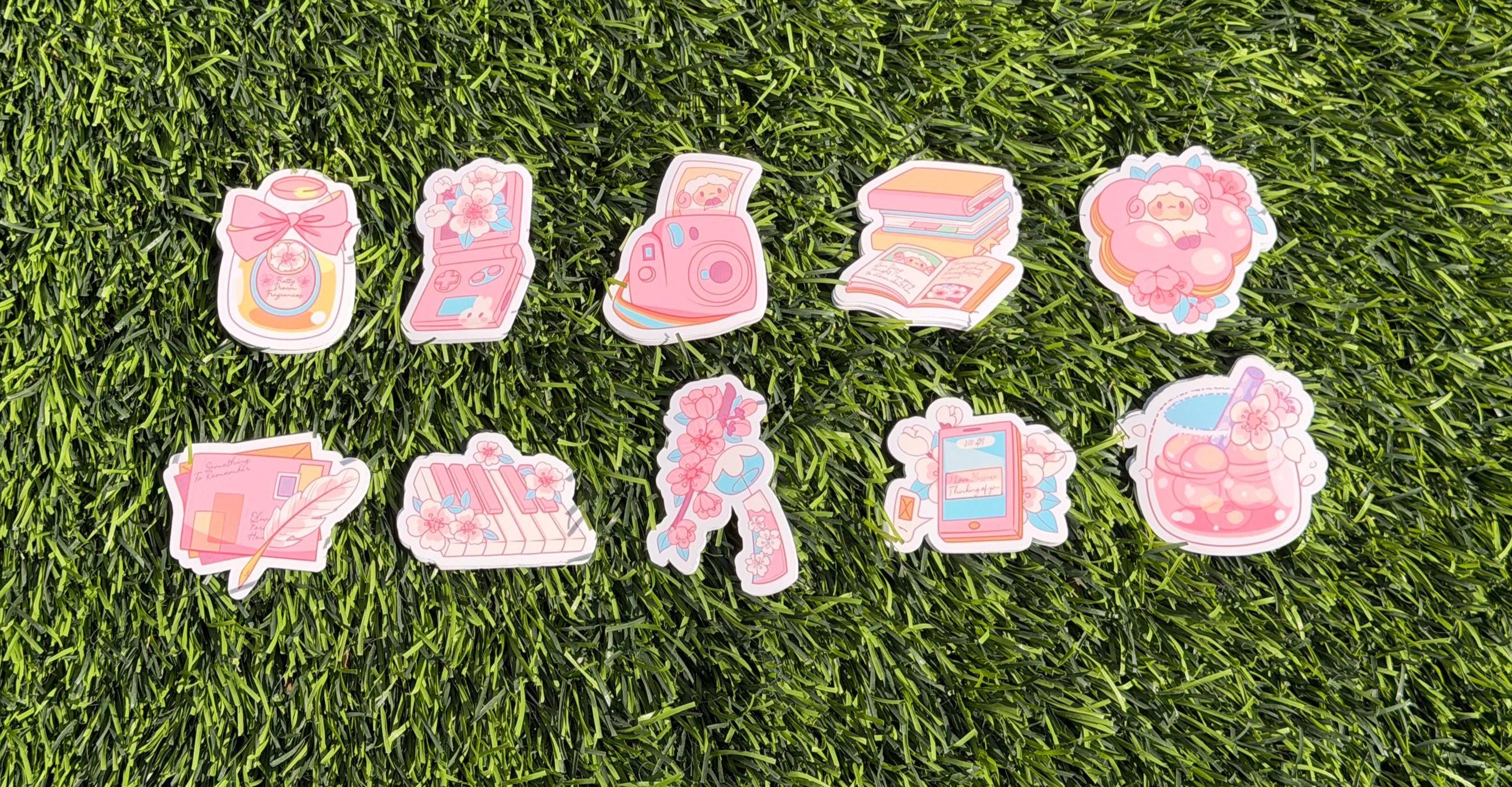 Colección de Stickers Rosas Kawaii | Sticker Troquelado