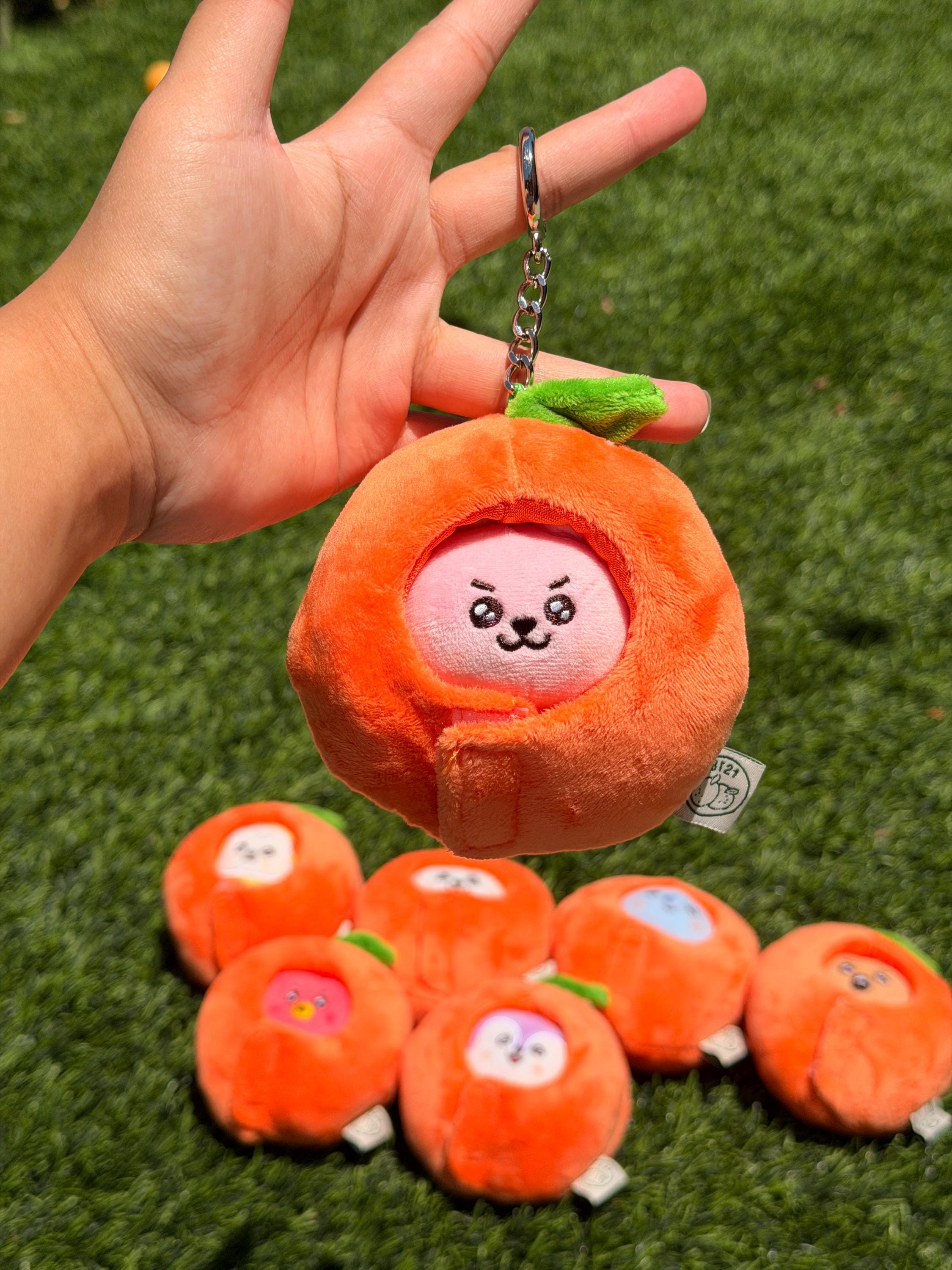 KPOP Plush Keychain | Orange Collection Series 1 | Cute Kawaii Character Keyring, Soft Mini Plush Charm, BTS Inspired Gift