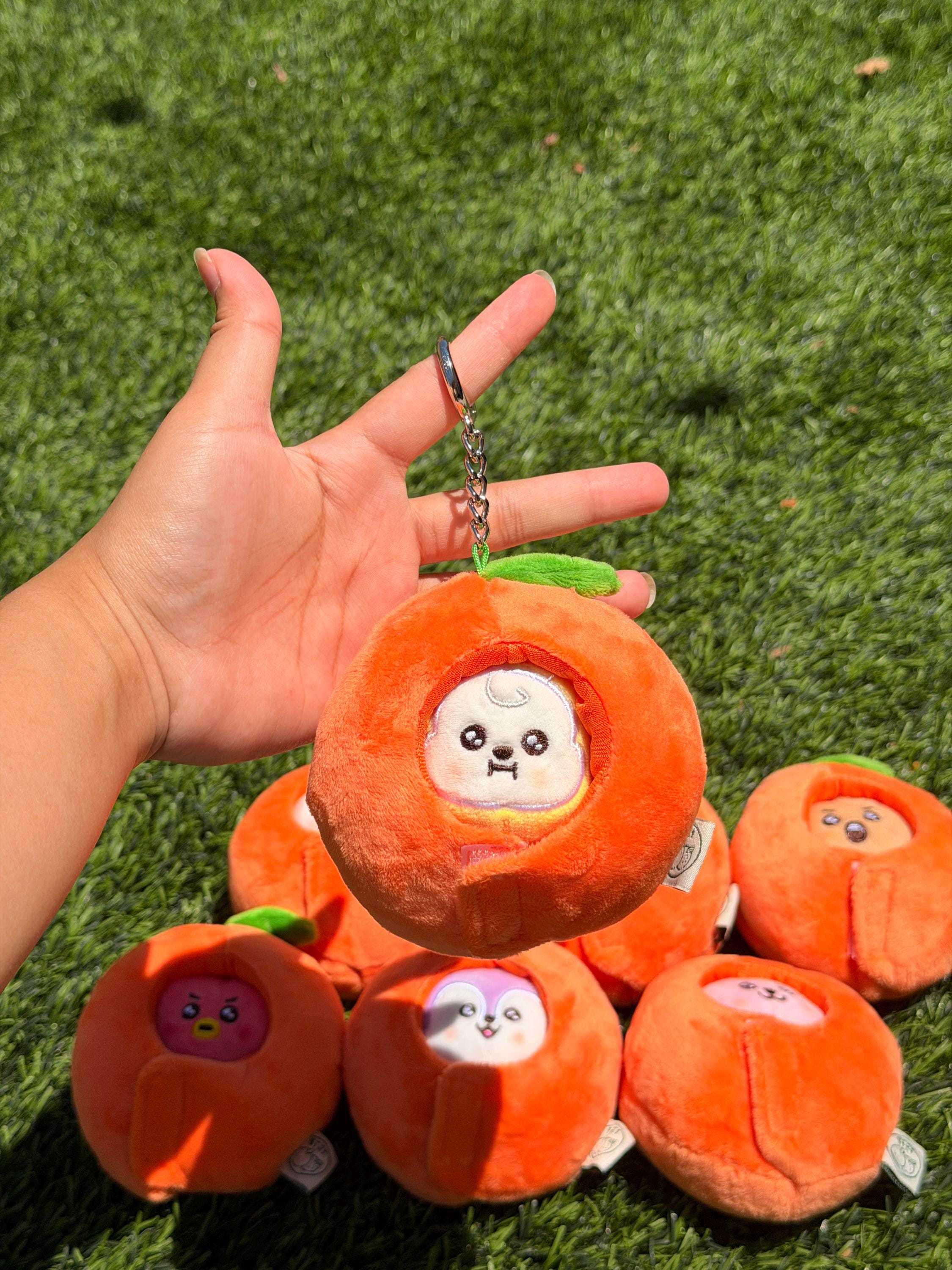 KPOP Plush Keychain | Orange Collection Series 1 | Cute Kawaii Character Keyring, Soft Mini Plush Charm, BTS Inspired Gift