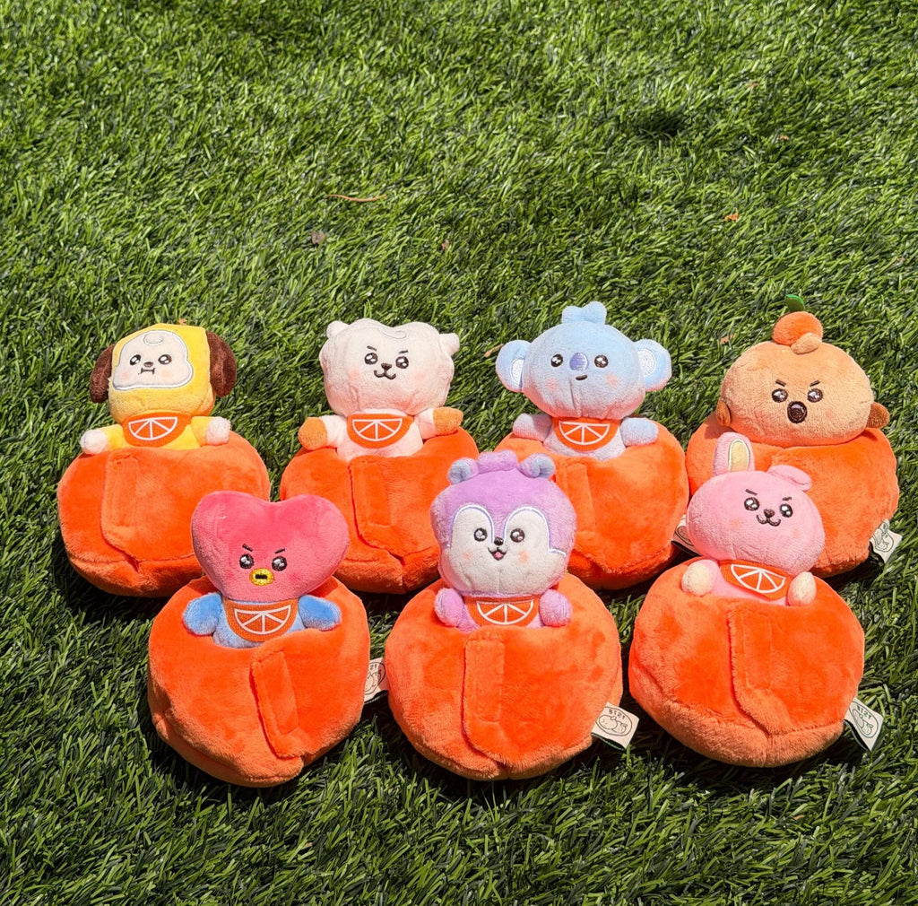 KPOP Plush Keychain | Orange Collection Series 1 | Cute Kawaii Character Keyring, Soft Mini Plush Charm, BTS Inspired Gift