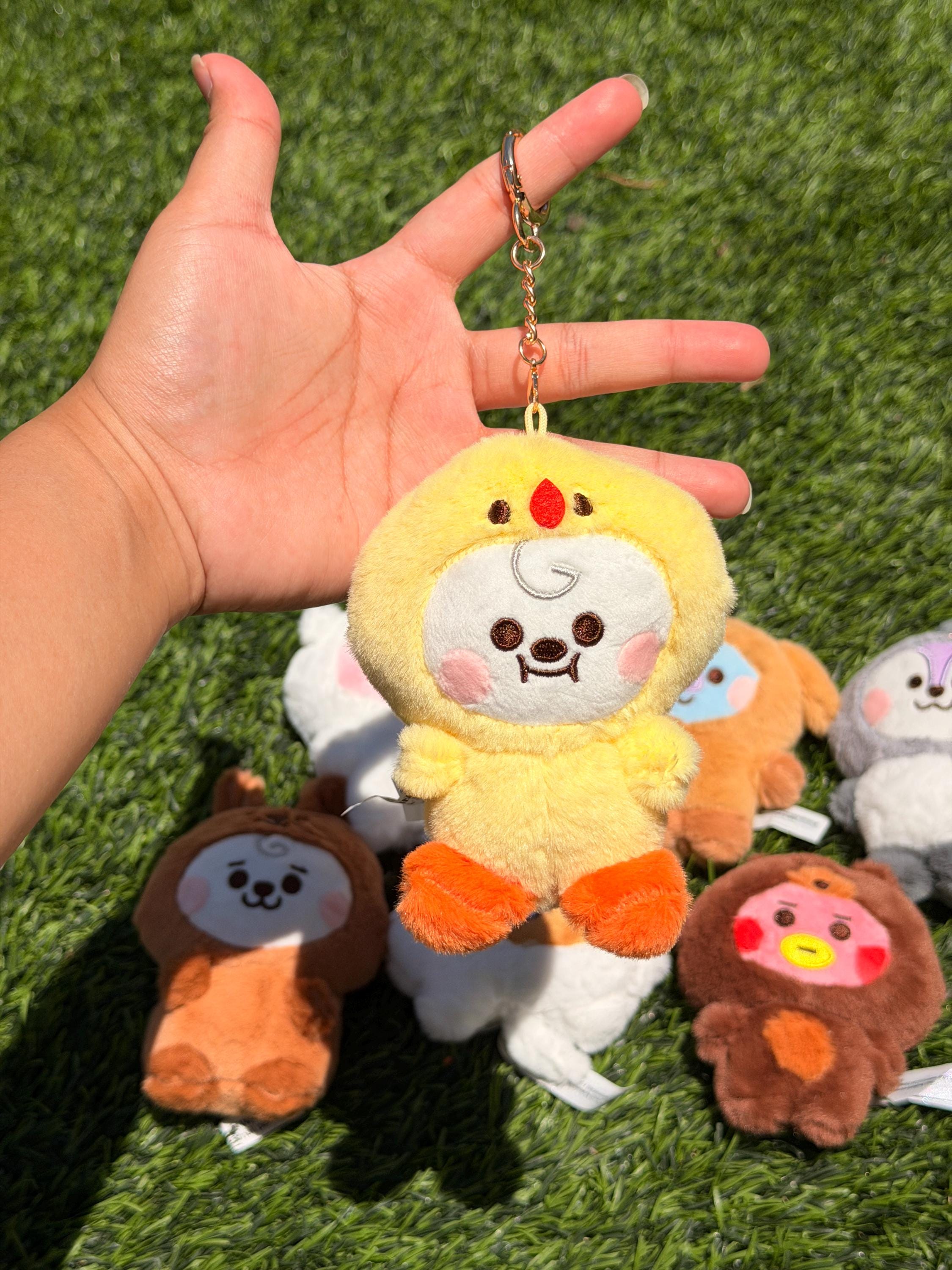 KPOP Plush Keychain | Fluffy Collection | Cute Kawaii Character Keyring, Soft Mini Plush Charm, BTS Inspired Gift