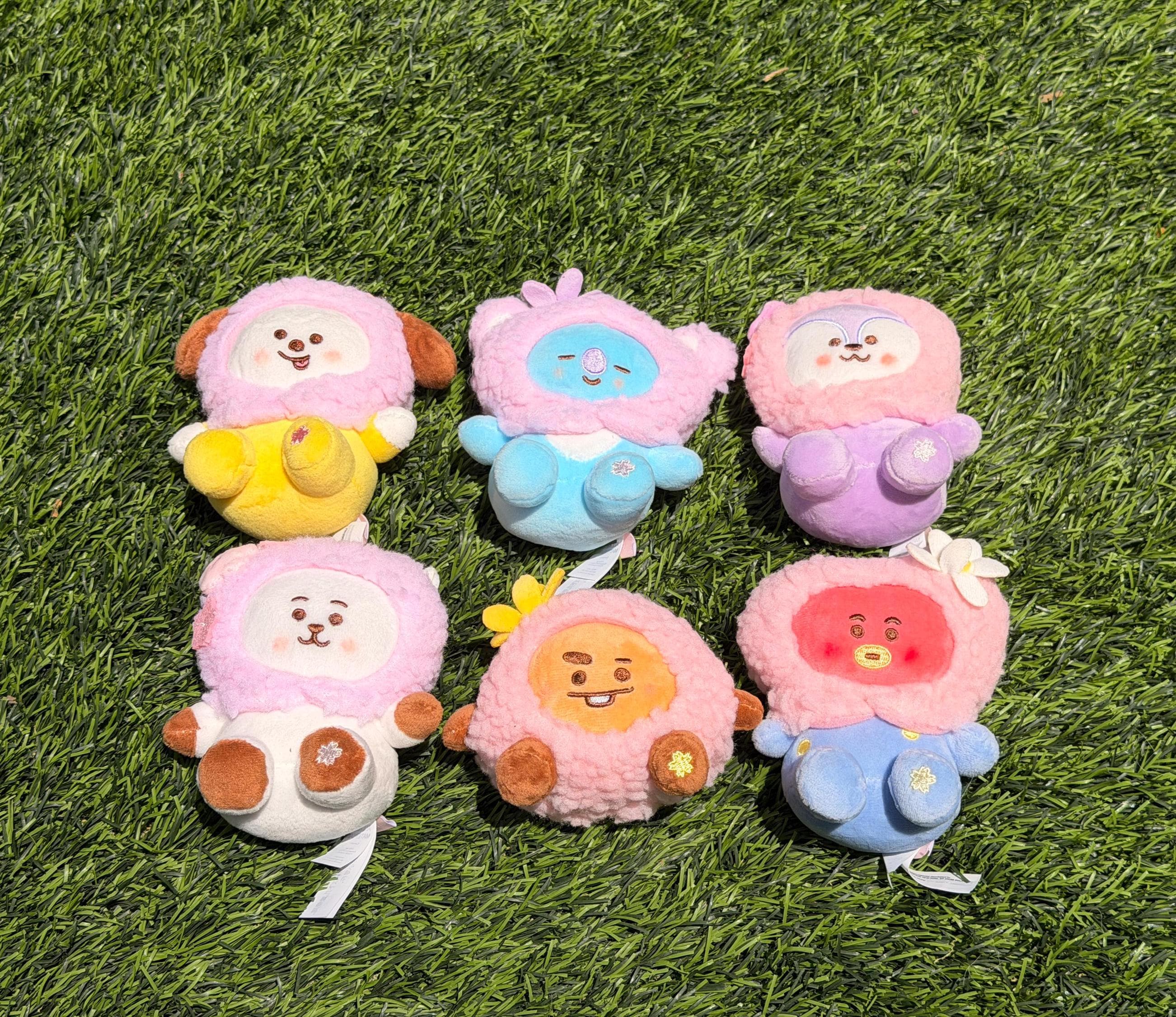 KPOP Plush Keychain | Spring Collection | Cute Kawaii Character Keyring, Soft Mini Plush Charm, BTS Inspired Gift