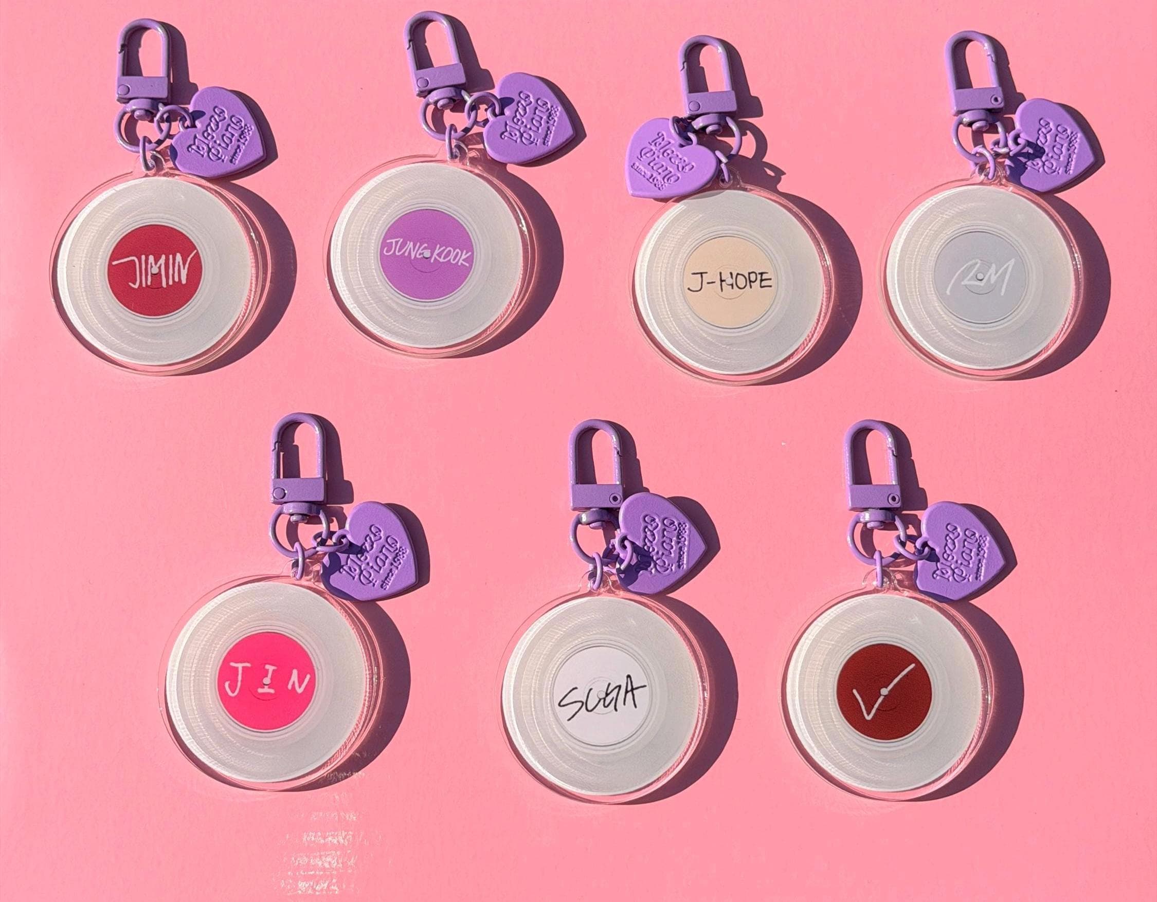 BTS Member Acrylic Keychain | Minimalist K-pop Key Ring | Jungkook Jimin V Suga J-Hope RM Jin | ARMY Gift